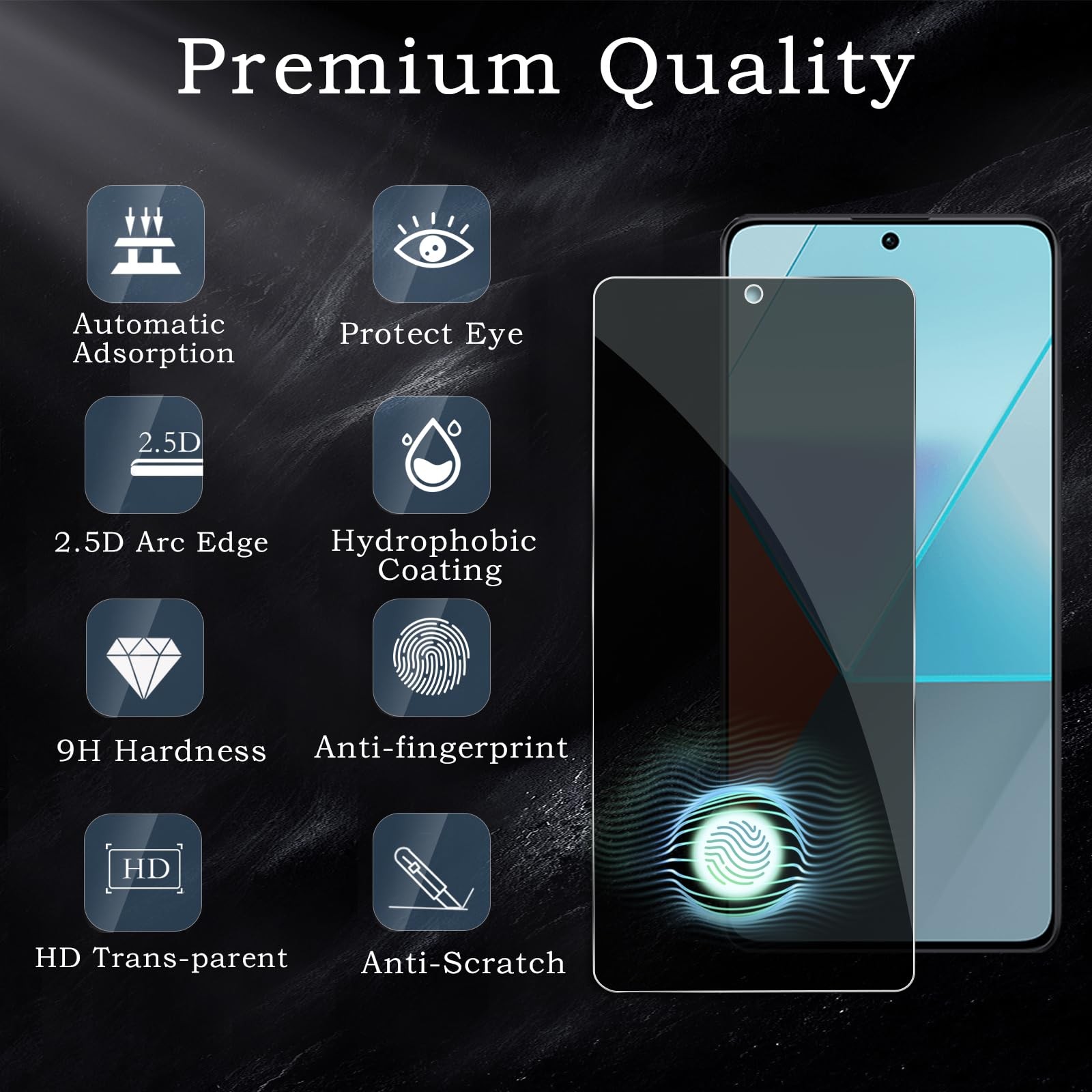 Privacy Screen Protector for Xiaomi Redmi Note 13 Pro 5G, Shatterproof...