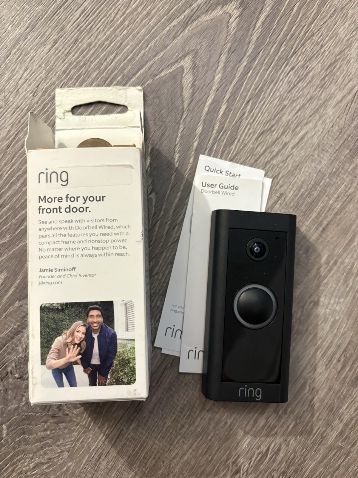 Ring Wired Video Doorbell 5AT3T5 Black Streaming Video Motion Activated Wi-Fi