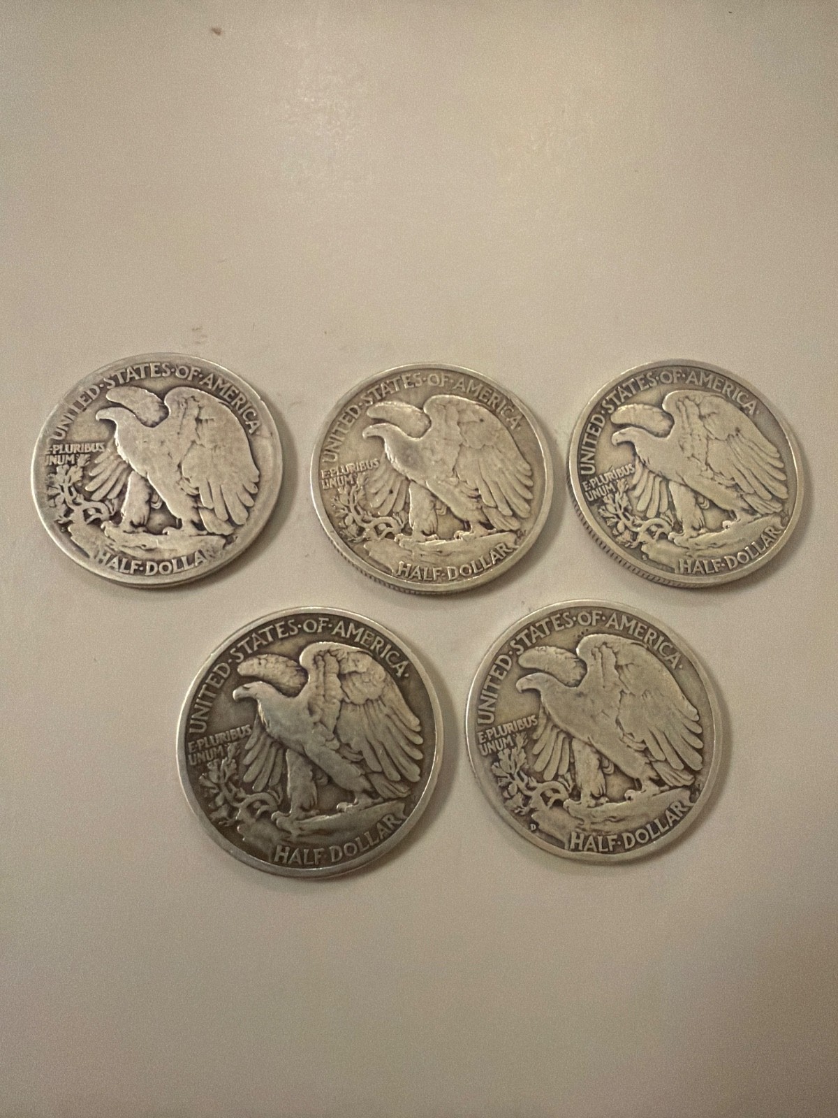 5 Walking Liberty Half Dollar 90% Silver Coins US Mint