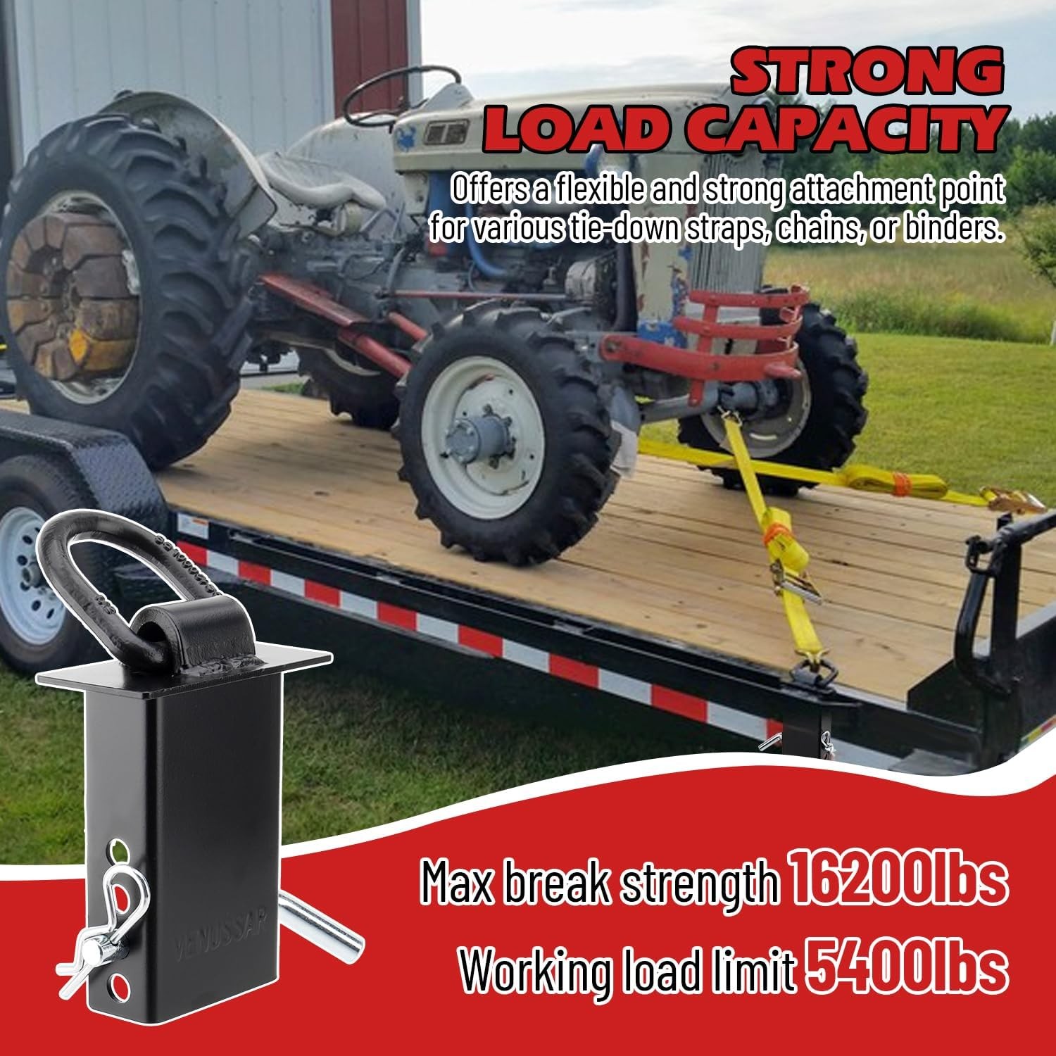 Stake Pocket D-Ring Tie Downs Utility for Flatbed Trucks and Trailer – 6 Pack