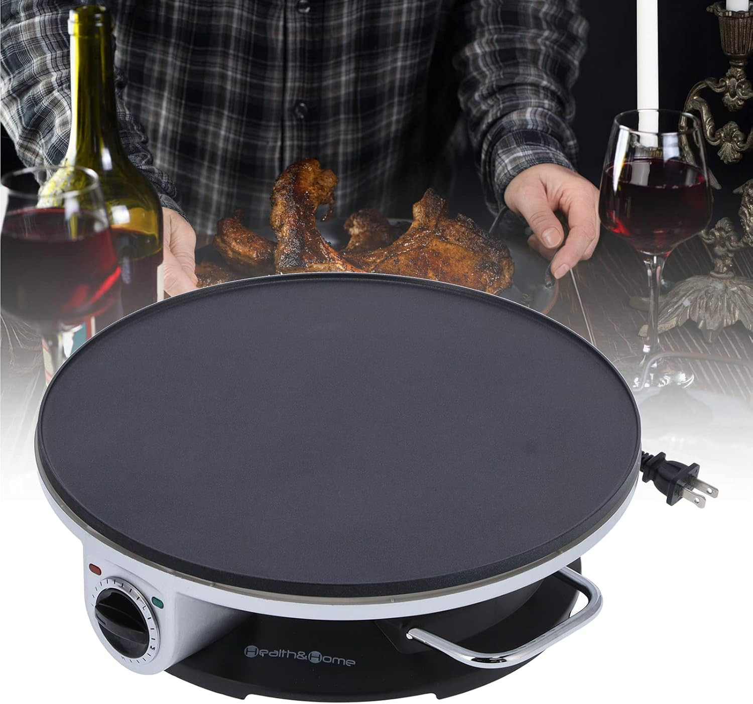 Non-Stick Electric Crepe Maker with Temp Control for Perfect Snacks