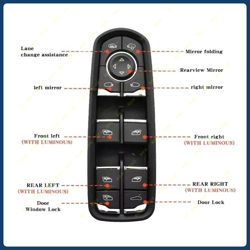 7PP959858AE For Porsche Macan Panamera Cayenne Master Power Window Switch Driver