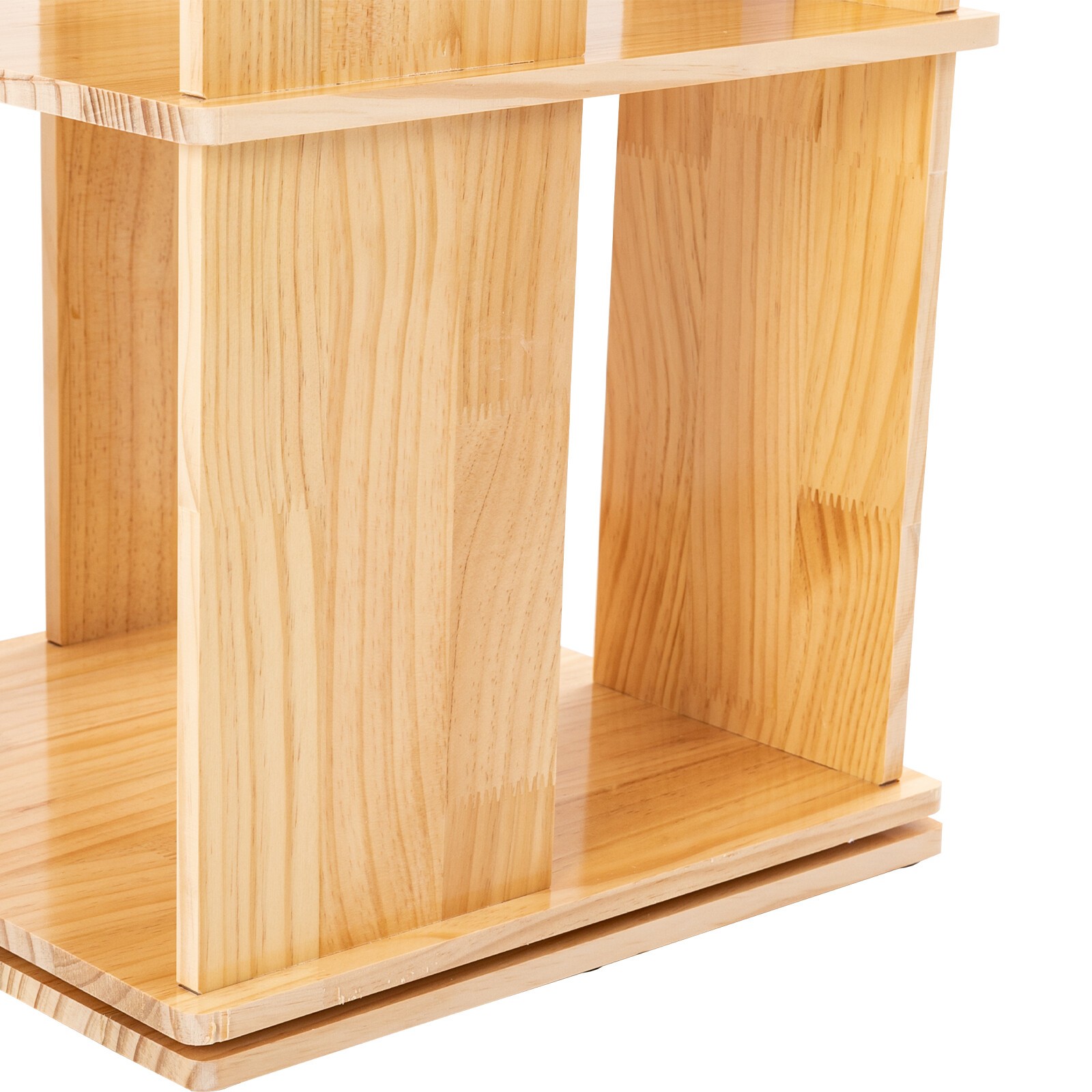 3 Tiers 360 Rotating Bookshelf Display Floor Standing Wood Bookcase Storage Rack