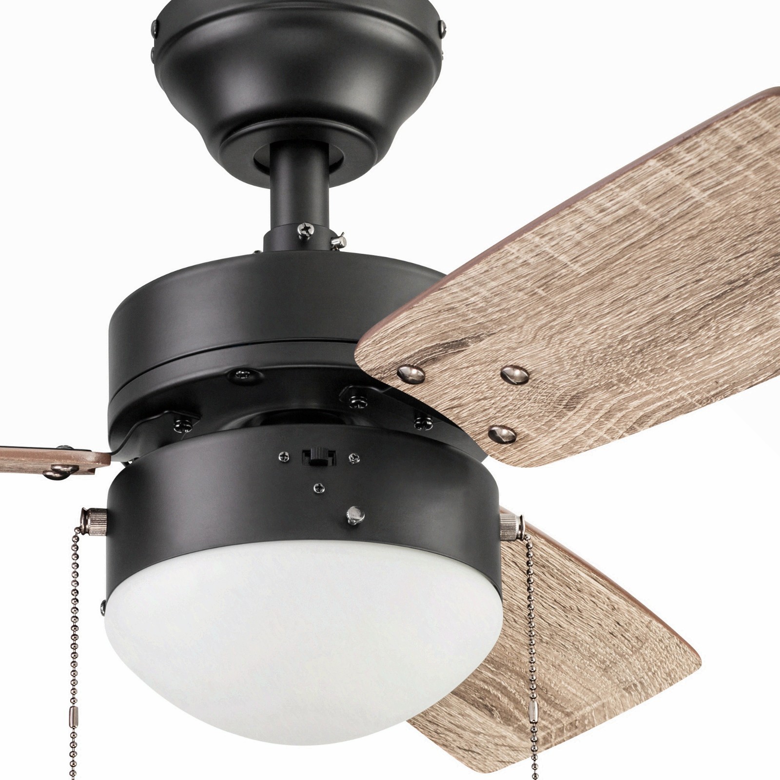 30" Finney Modern Bronze Indoor Ceiling Fan w/ Light, Pull Chains