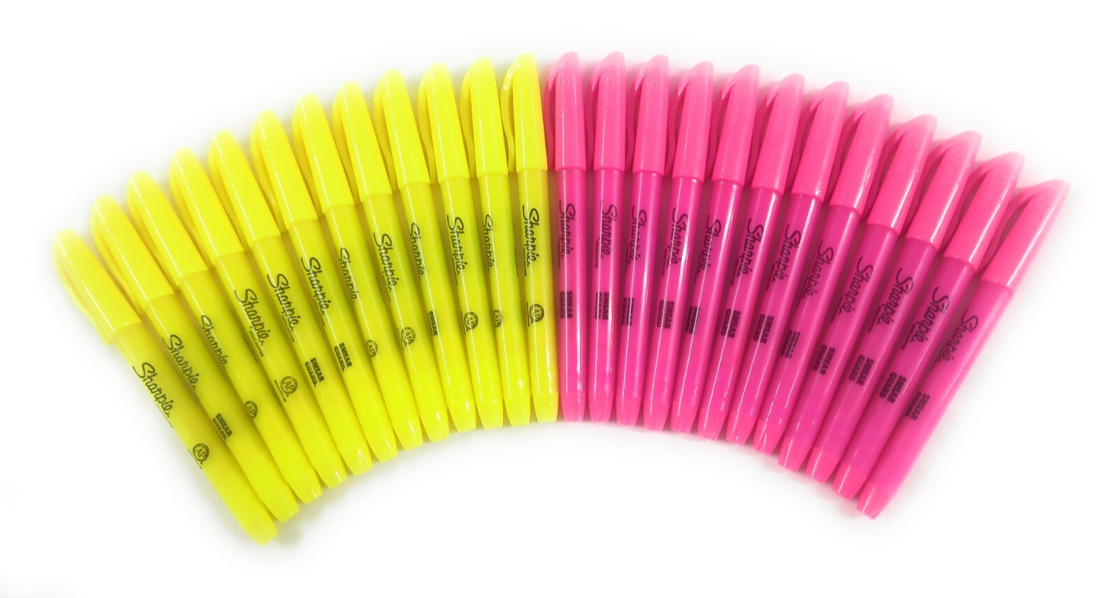 24ct Bulk Sharpie Marker Lot: Narrow Chisel Fluorescent YELLOW/PINK Highlighters