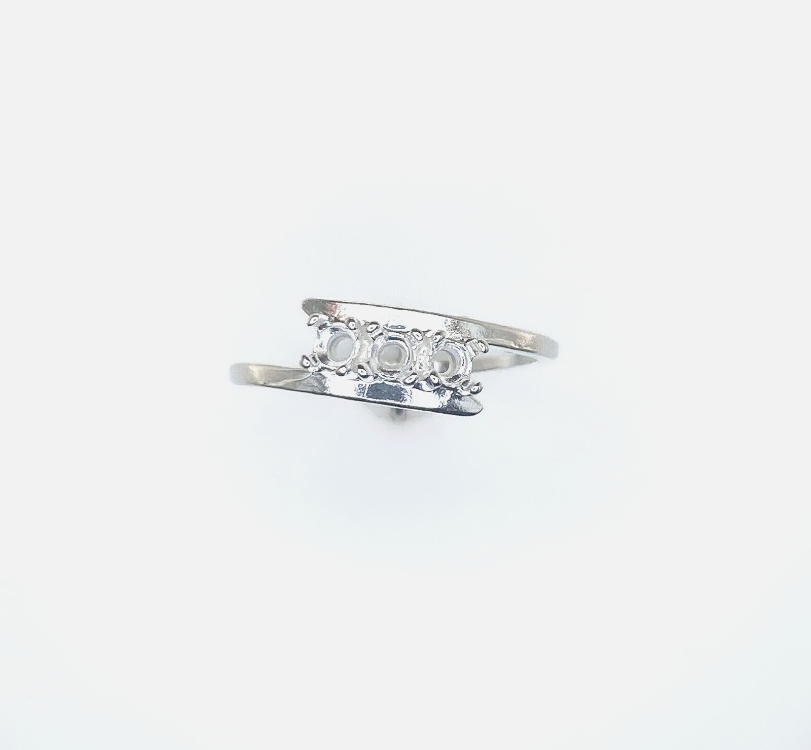 3 mm Round Multi Stone Bypass Sterling Silver Mother's Ring