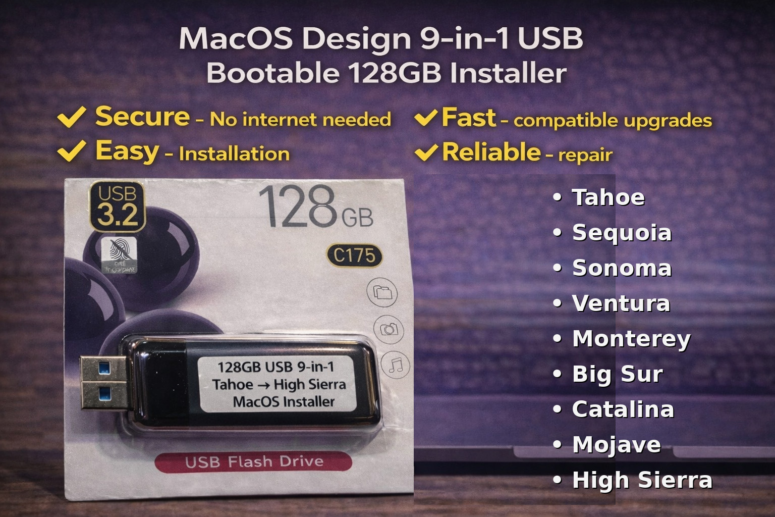MacOS 9-in-1 (128GB) USB bootable Installer repair recovery tech support service