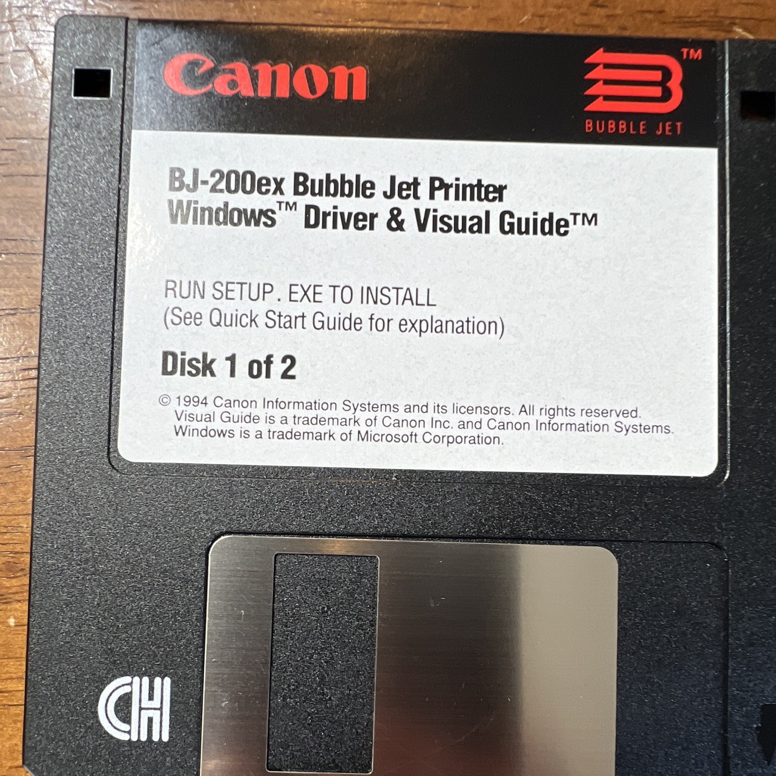 Canon BJ-200ex Bubble Jet Printer Drivers & Visual Guide 3.5" Floppy Win/DOS