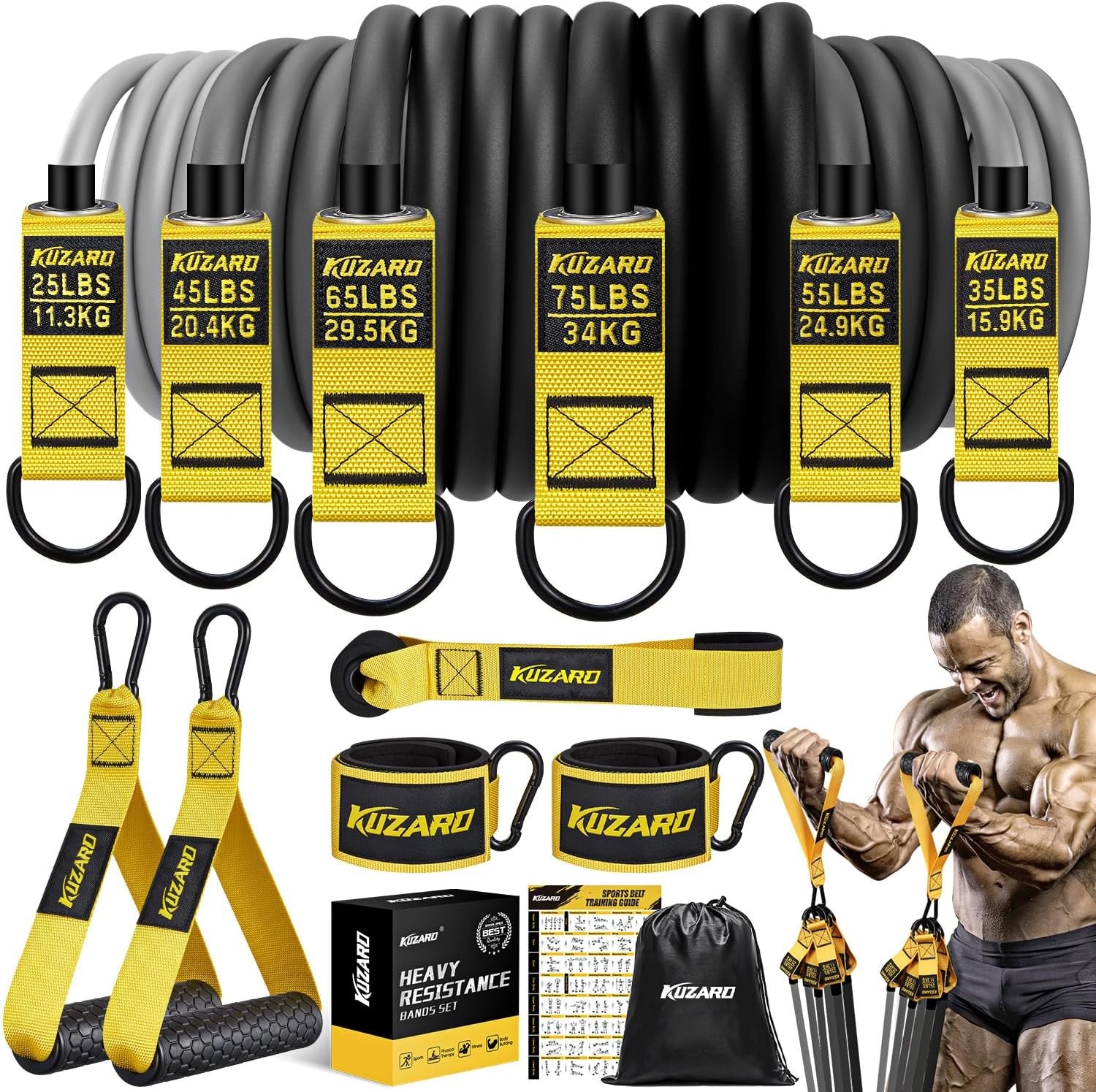 Resistance Bands for Working Out, regular-sized exercise bands, yellow