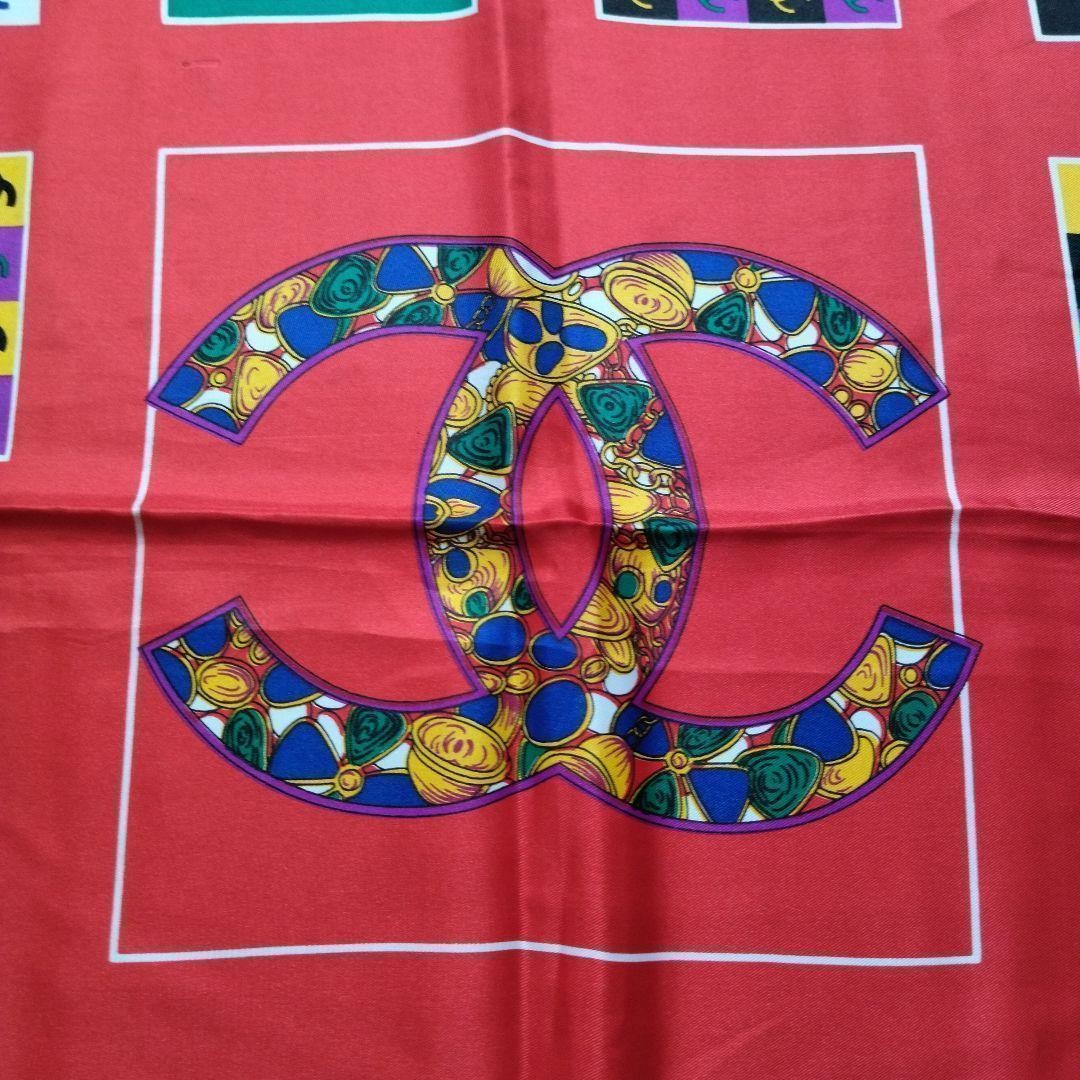 Rare Chanel Scarf Red Logo Stole Coco Mark