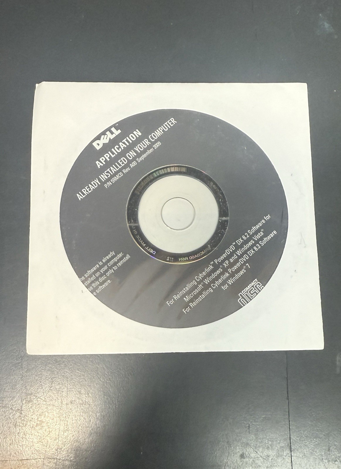 New 2009 Dell Application CD P/N 5RMC0 CYBERLINK PowerDVD DX 8.2 Software