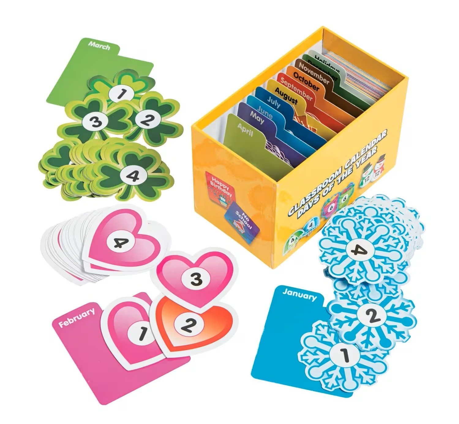 Classroom Calendar Days of the Year Cardstock Card Set 3" - 462 Pc.