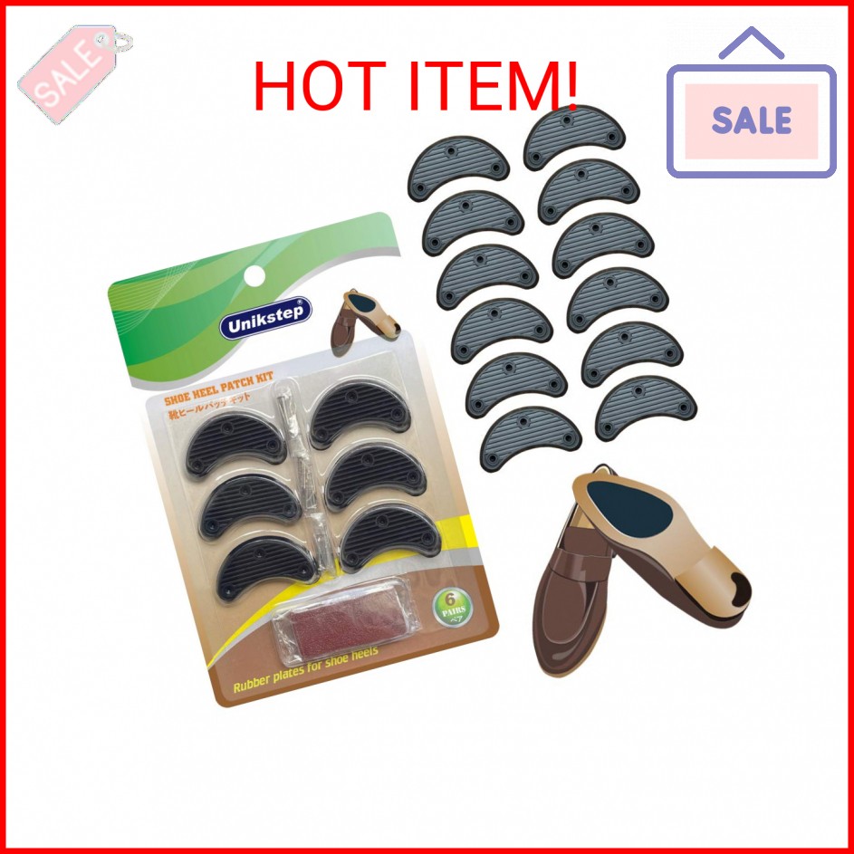 Unikstep 6 Pairs Shoe Heel Plate Tap, Shoe Heel Side Worn Repair Rubber Patch, R