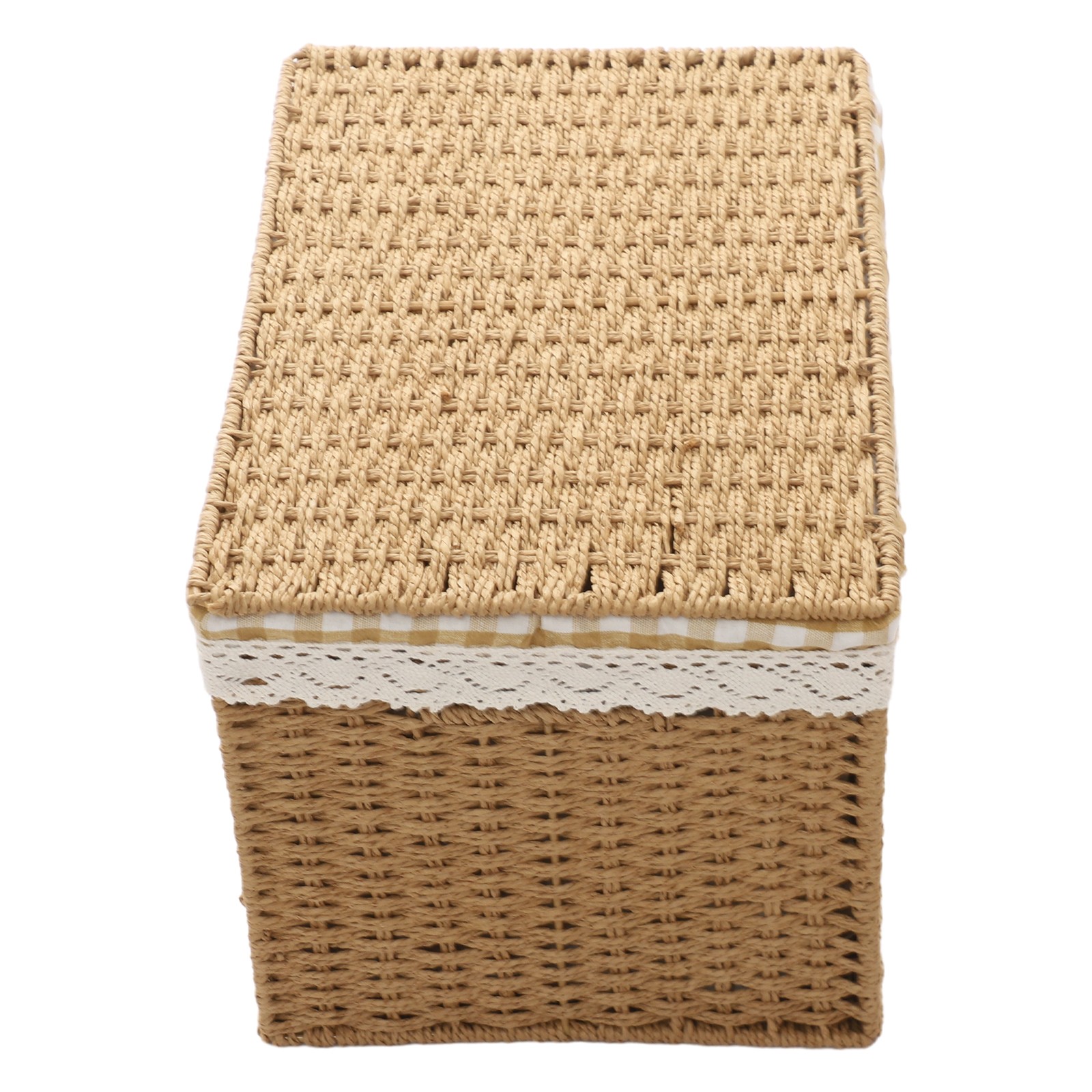 4pcs Large Rope-woven Storage Baskets Boxes Stackable Organizor Bins W/ Liner