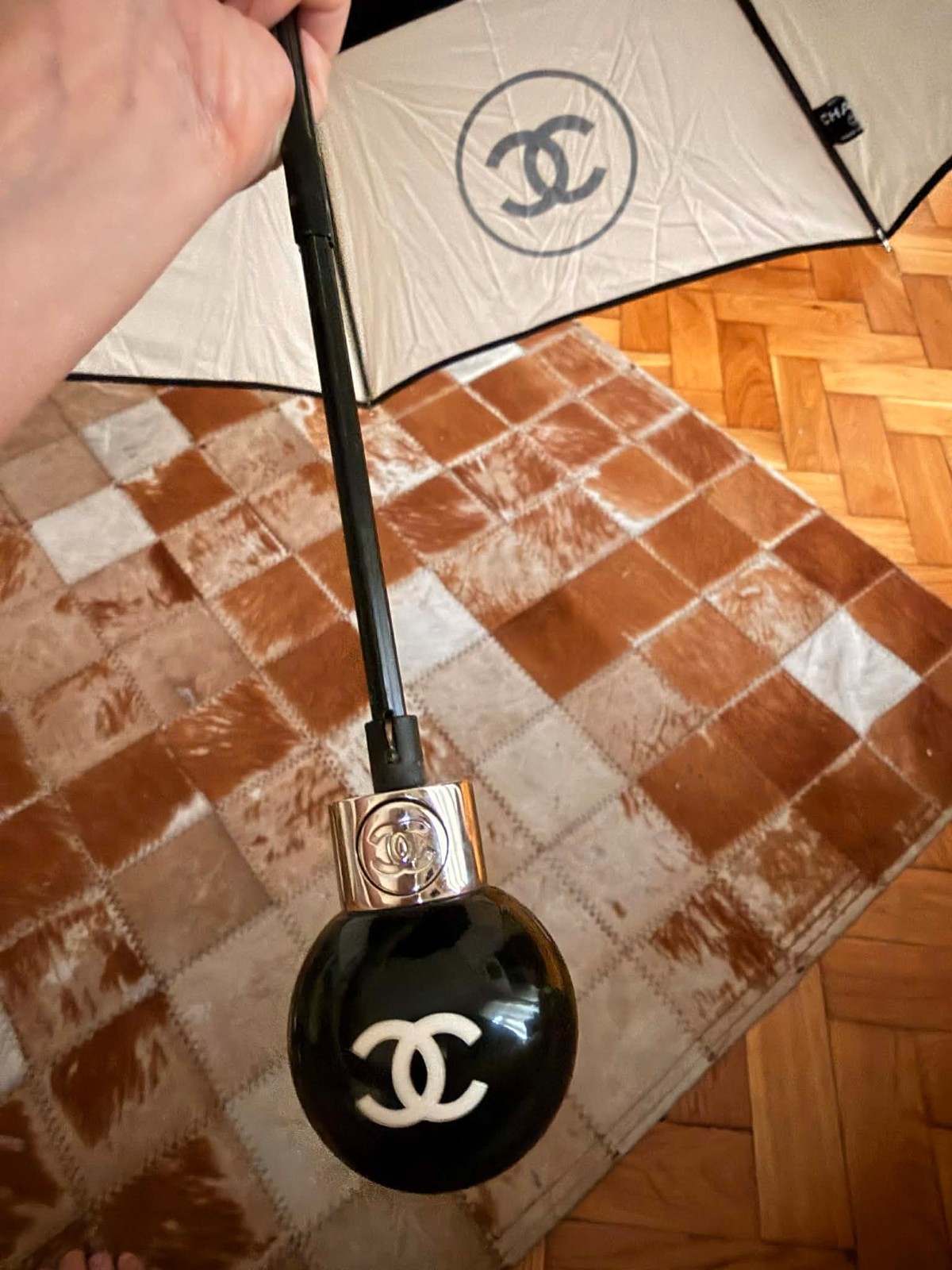 Rare vintage authentic Chanel umbrella – chic statement piece