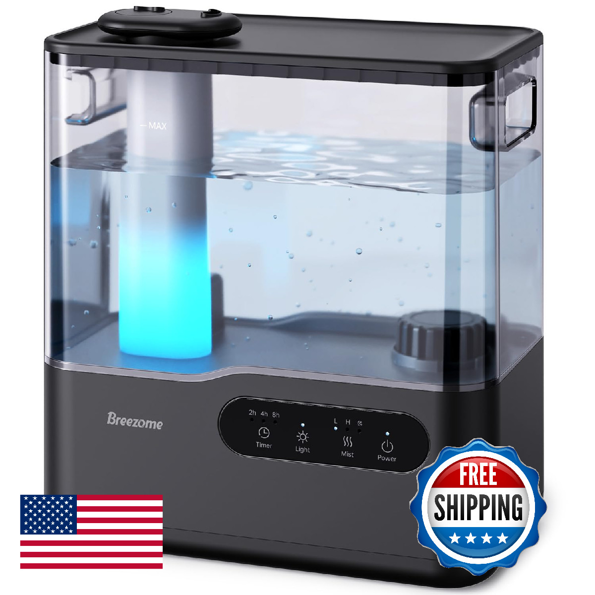 BREEZOME 5L Humidifiers for Bedroom Large Room, 36H Top Fill Cool Mist Humidifie