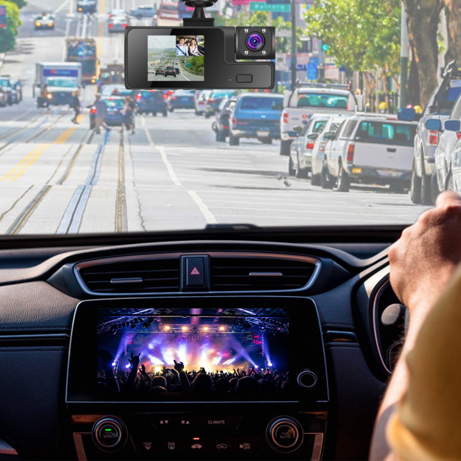 1080P HD Dash Cam WiFi Front Rear Inside Dash Camera Loop Recording Camera