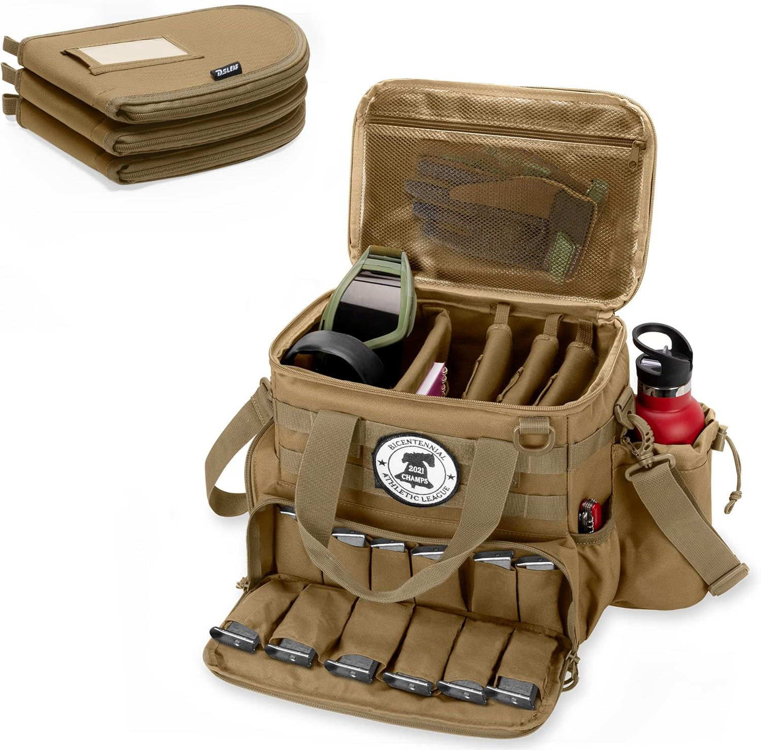 Tactical Gun Range Bag with 3 Pistol Cases, Gun Duffle Range Bag with 12X Magazi