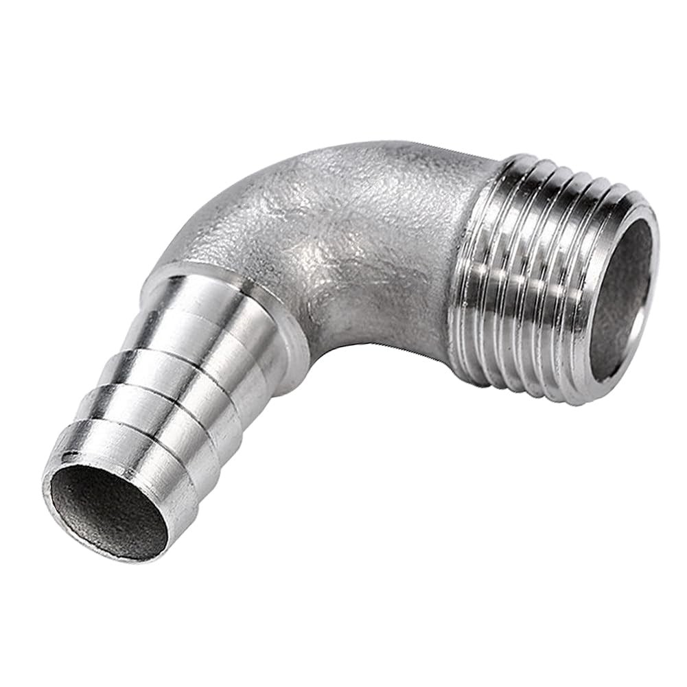 "Stainless Steel Elbow 5/8"" Hose Barb to 3/8"" Male NPT Home Brewing Fitting"