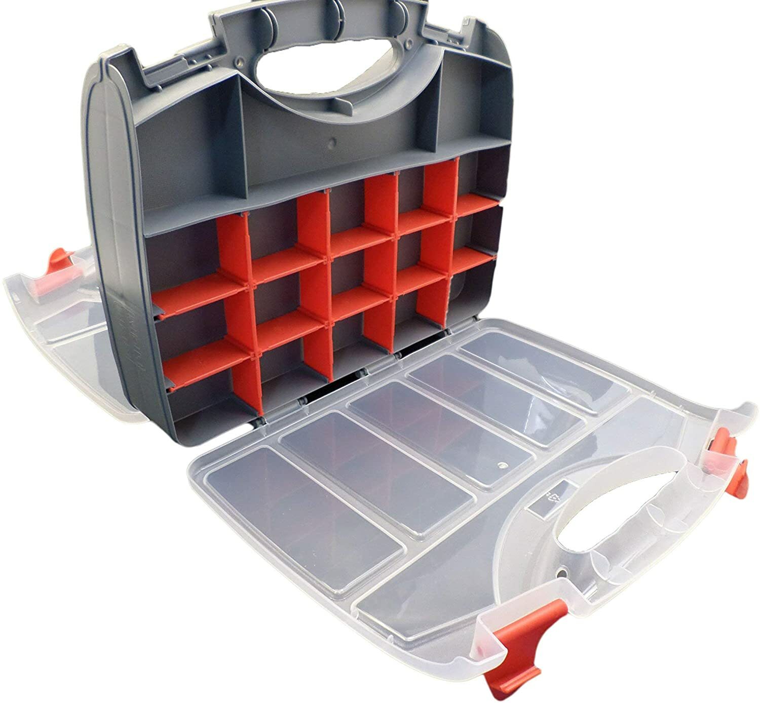 2 Sided Storage Organizer Carrying Case Adjustable Compartments Crafts 13.5in