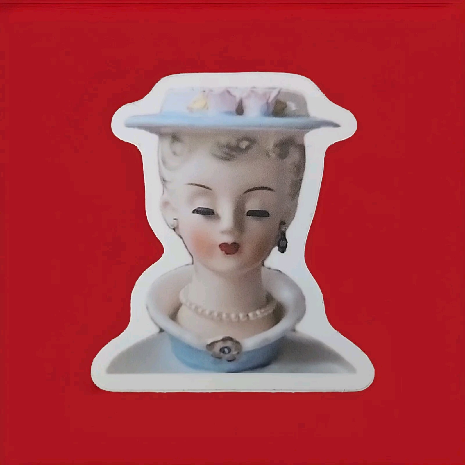 Vtg Head Vase Lady 1950s Blue Sticker | Fancy Lady Decal | Laptop Sticker