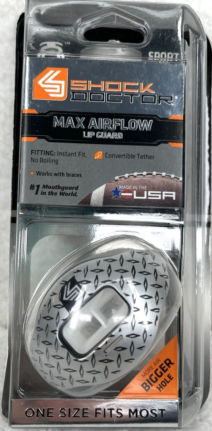 Shock Doctor Max Airflow Football Mouthguard Lip Guard Diamond Plate One SZ Fits