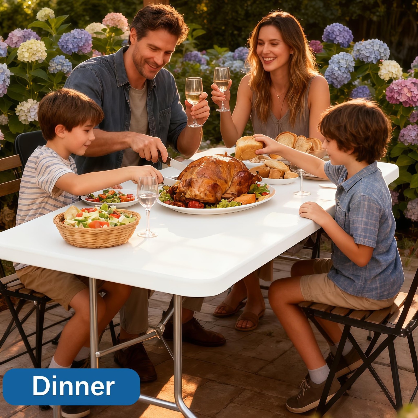 6FT Picnic White Spandex Table Cloth - 6 Pack Fitted Rectangle Tablecloth for...