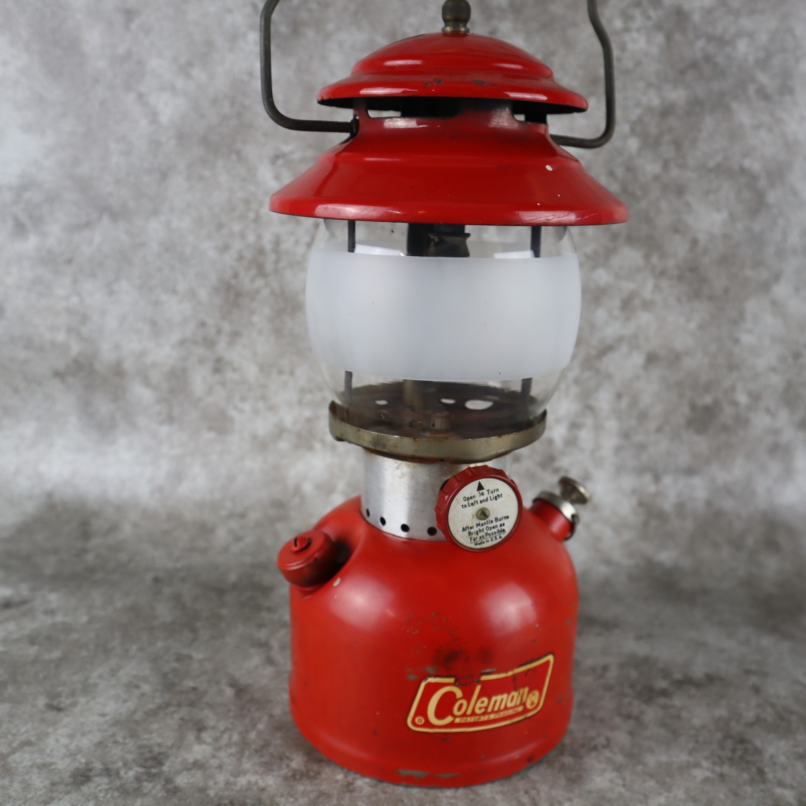 Vintage Red Coleman Model 200A 66 Lantern w/ Aftermarket Globe - Untested
