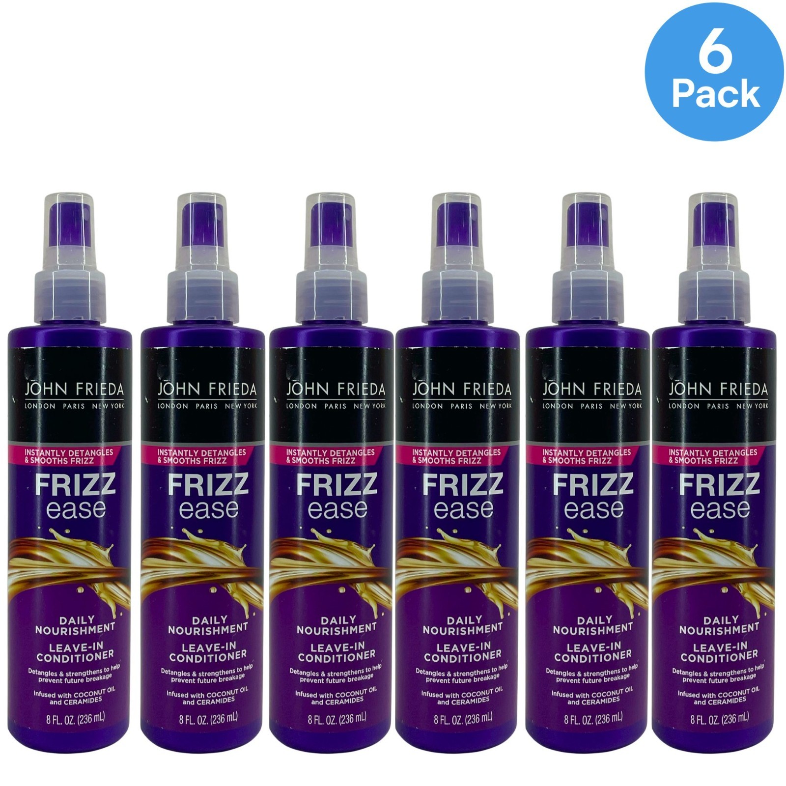 John Frieda Frizz Ease Daily Nourishment Leave-In Conditioner 8 Oz 6 Pack New