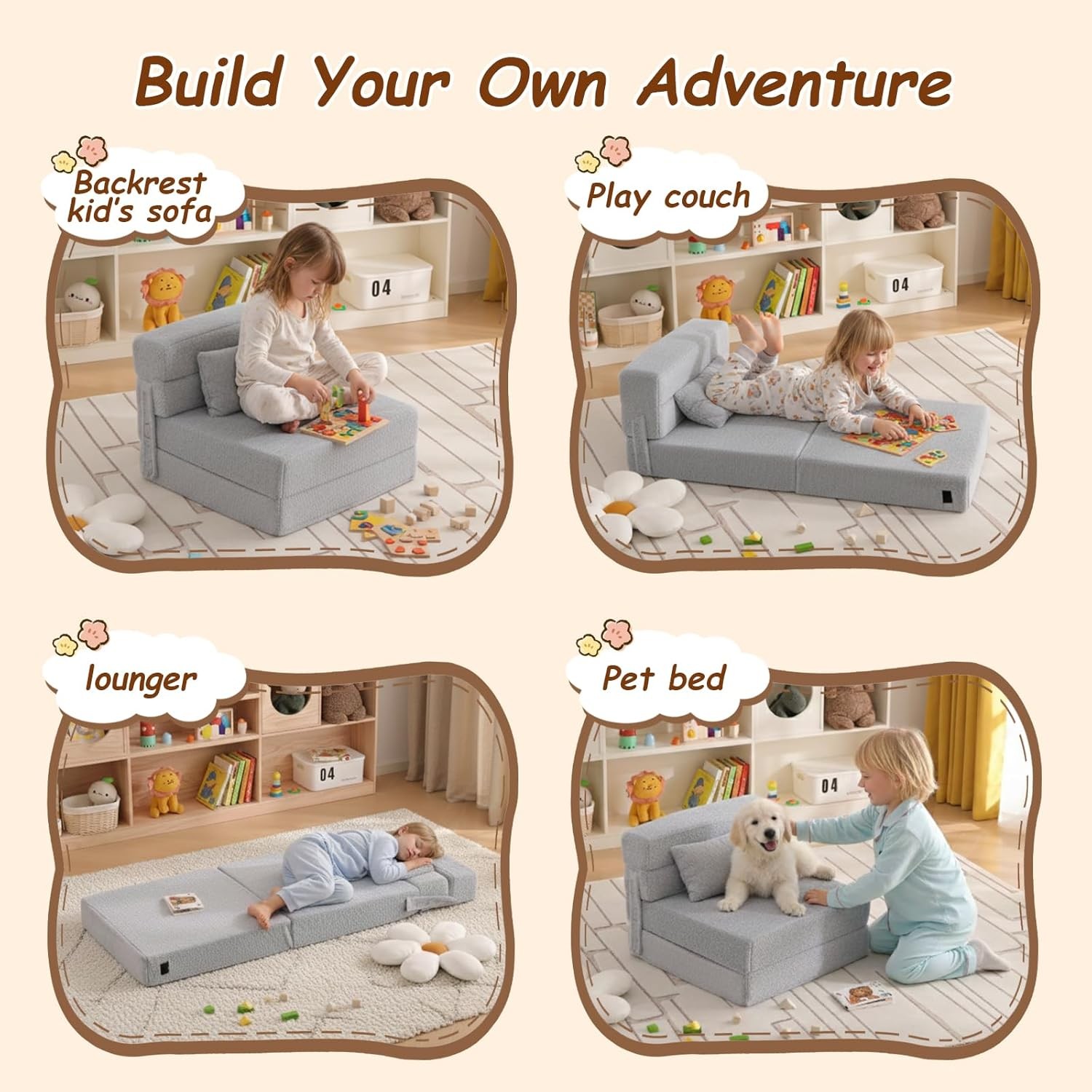 Folding Sofa Bed Mattress Kids W/ Pillow Toddler Washable Folding Floor Mat