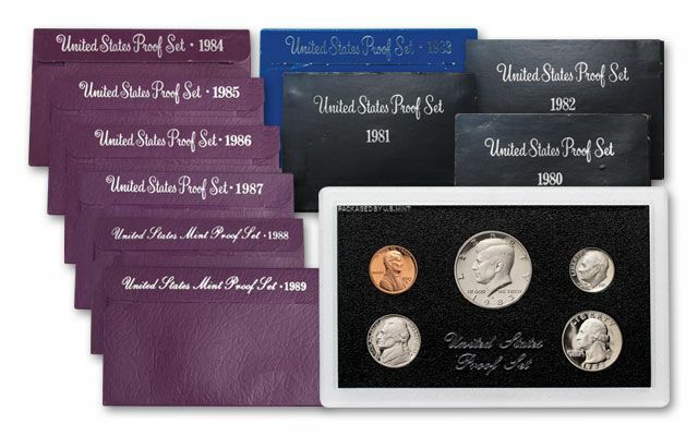 10 Set LOT of 1980-1989 U.S. Proof Sets in  ORIGINAL Mint Boxes 10 Sets Complete