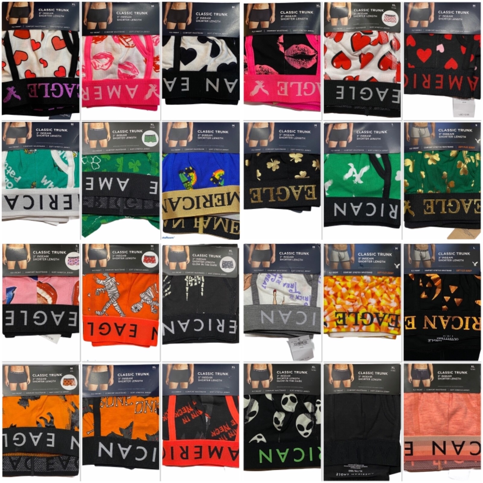 NWT AMERICAN EAGLE Classic Trunk Underwear XS-S-M-L-XL-XXXL 3" Inseam #62