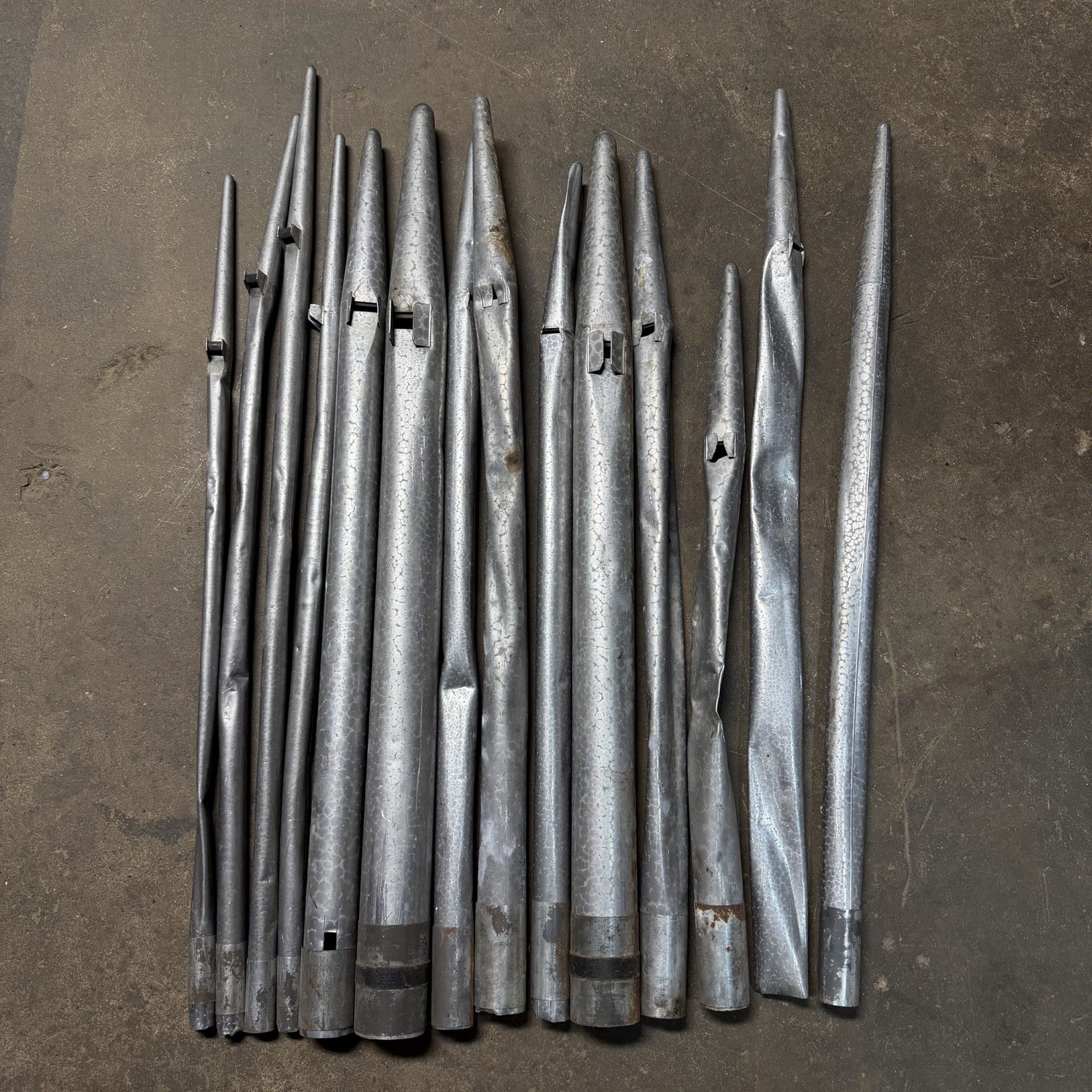 Lot of 14 Vintage Pipe Organ Metal Pipes 28–38 Inches Tin/Lead Organ Pipes *3