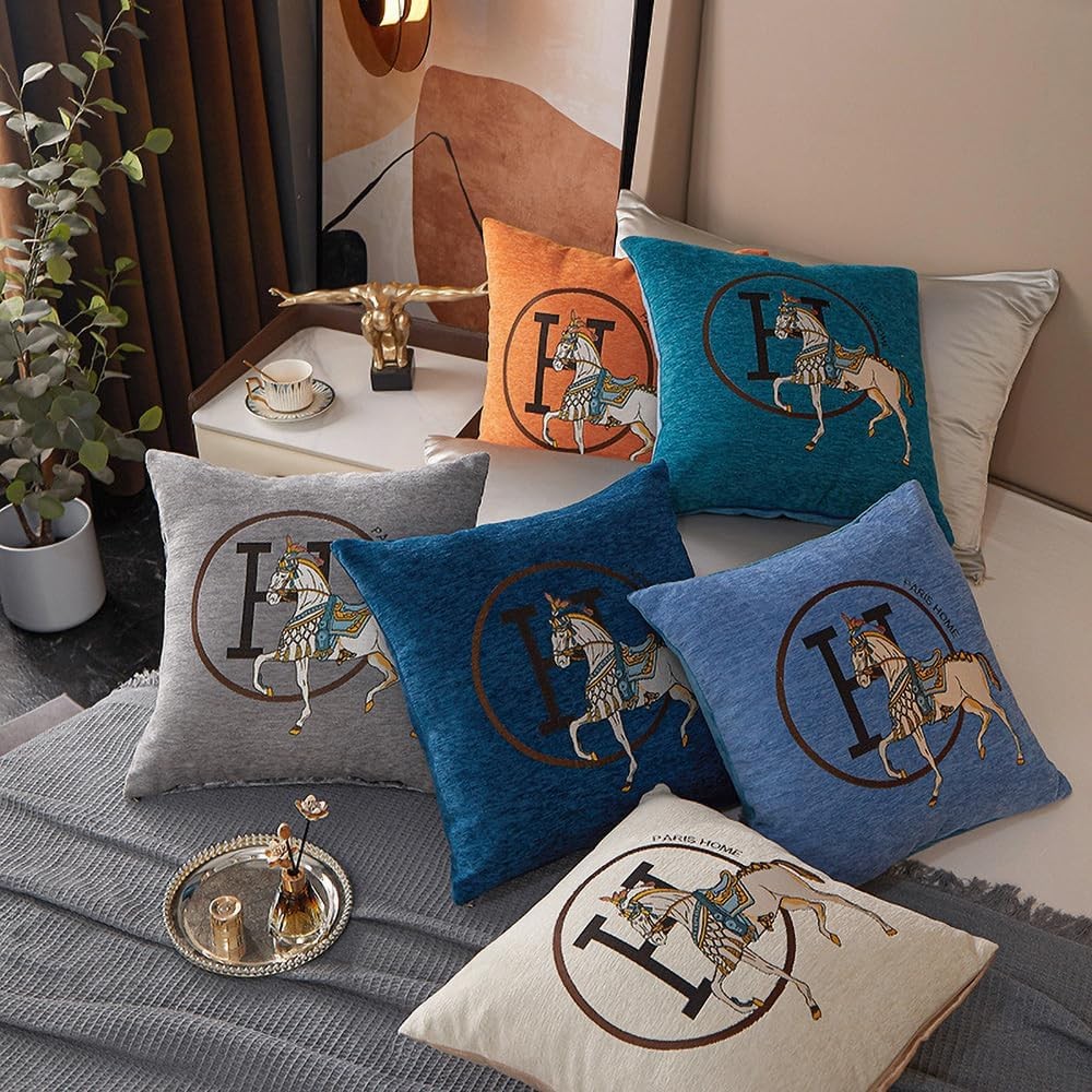 Croker Horse 18x18'' inches Throw Pillow Cushion Covers Set Pack of 2 Orange