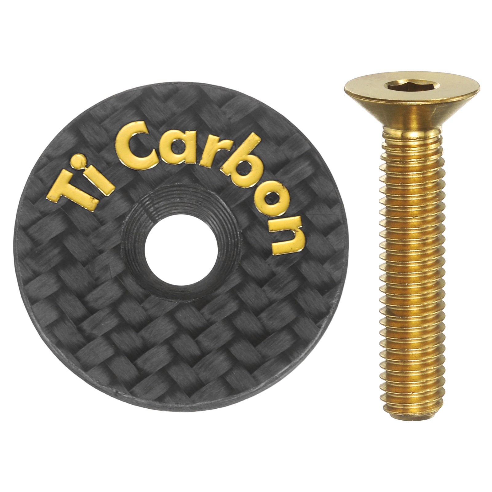 1 1/4 OD Bicycle Headset Stem Top Cap with Gold Bolt Gold]