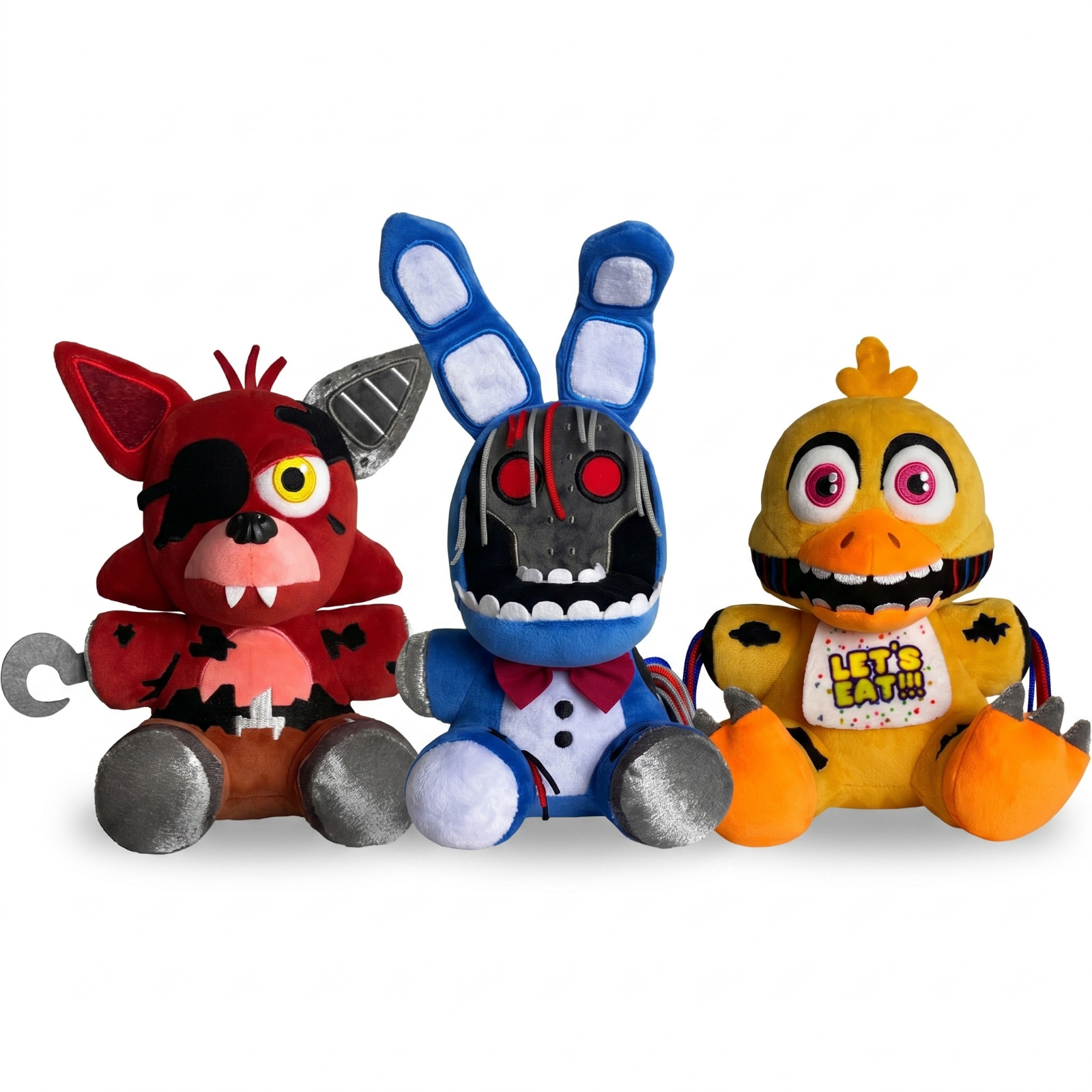 XSmart 7" Plush Set of 3: Withered Chica Bonnie Foxy FNaF Five Nights at Freddy
