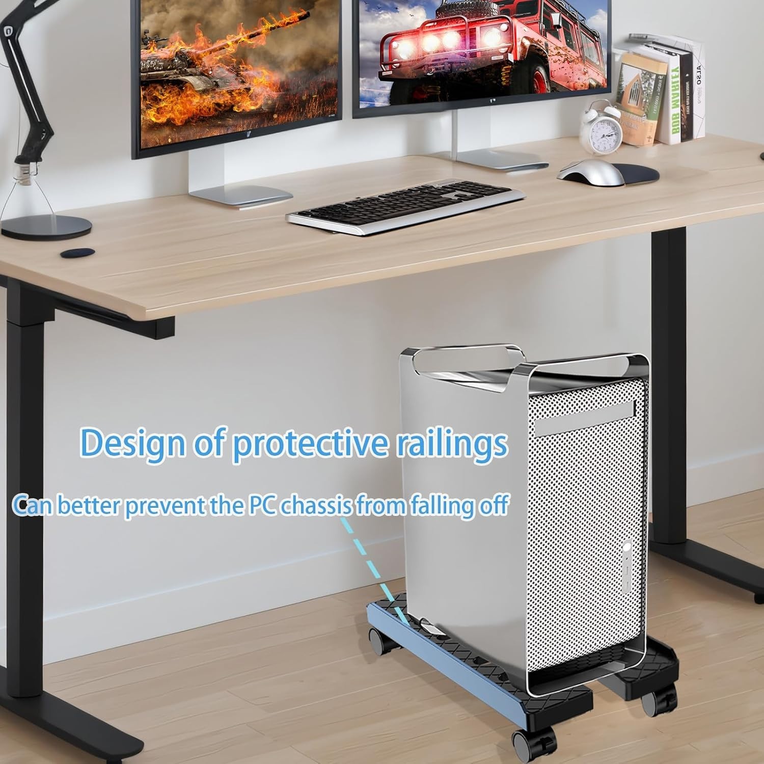 Adjustable Computer Tower Stand, PC Stand Mobile CPU Stand with 4 Rolling Caster