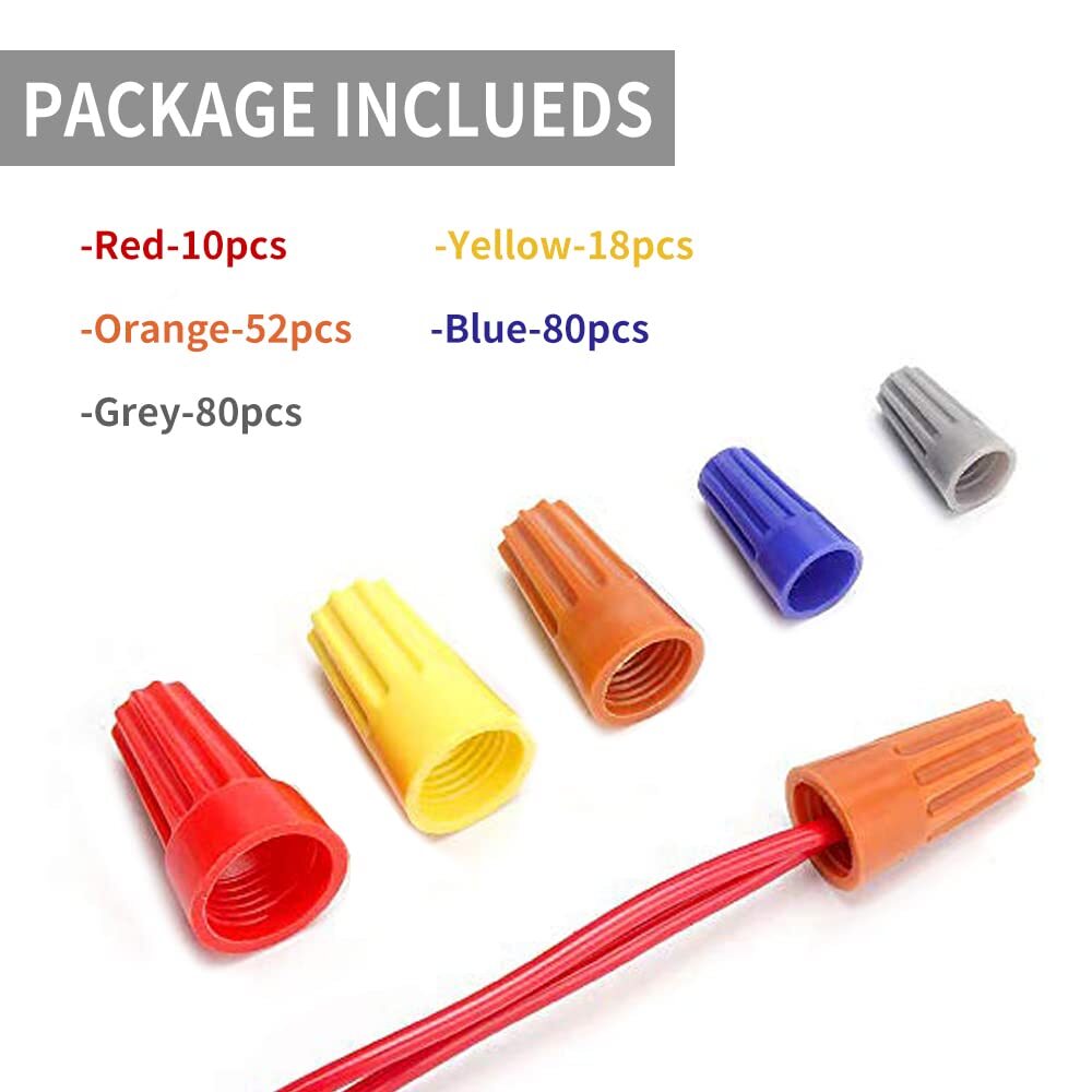 240 Pcs Electrical Wire Connectors Screw [orange, yellow, grey, red, blue]