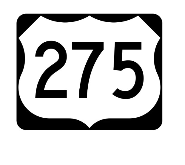 5" us route 275 highway bumper sticker decal usa made