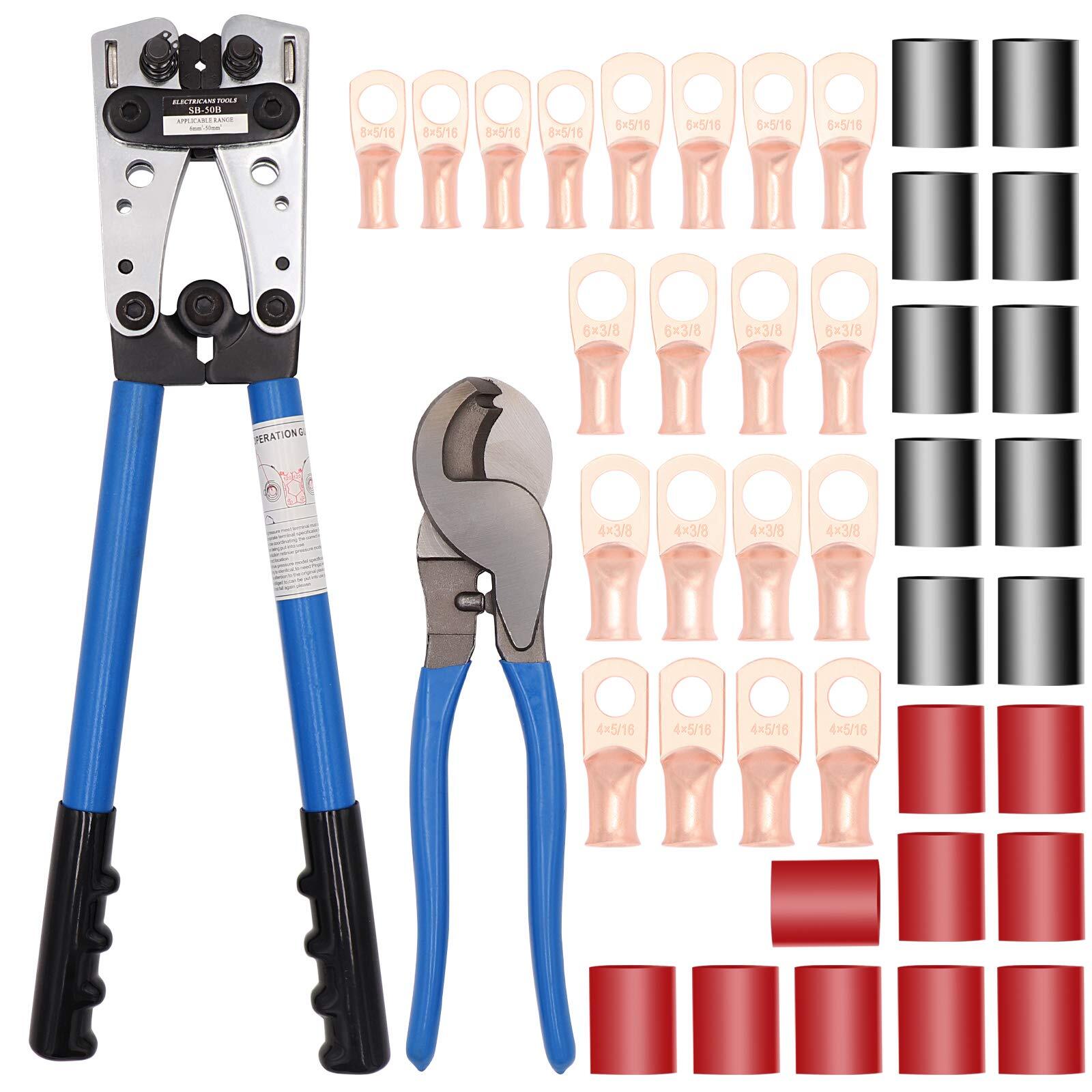 Herramienta Para Engarzar Cable De Bateria De Terminales Crimpadora AWG 8-1/0
