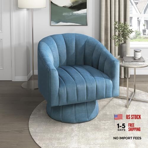 Modern Swivel Accent Chair, Velvet Fabric Upholstered Swivel Lounge Dark Teal
