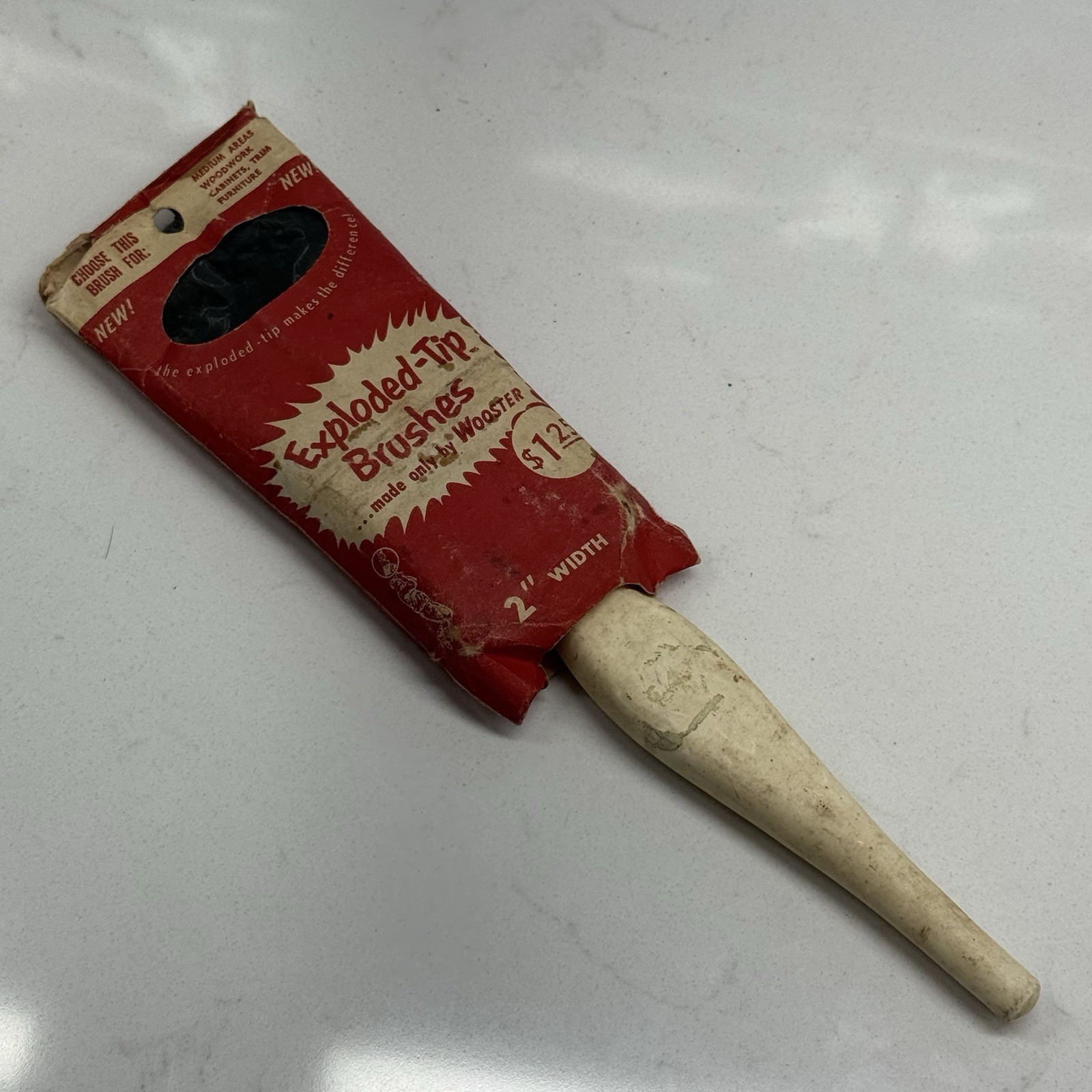 Vintage Paint Brush Wooden Handle 2" Wooster Exploded-Tip 100% Tynex 9.5" Long