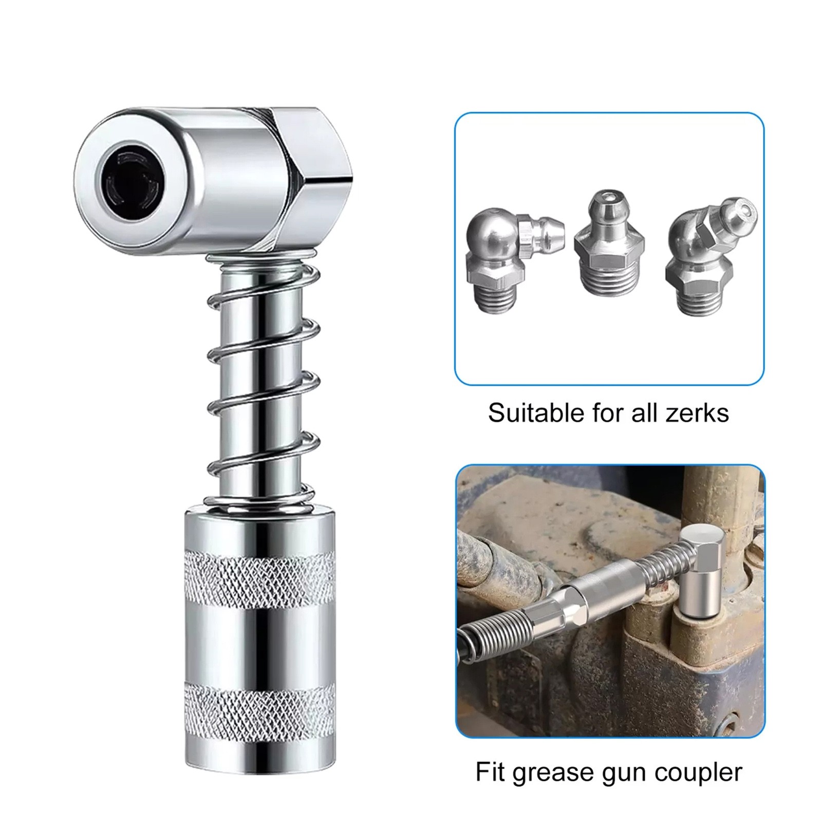1 Set Grease Nozzle Adapter Grease Gun-Accessory 90 Degree Coupler Adapter Tool
