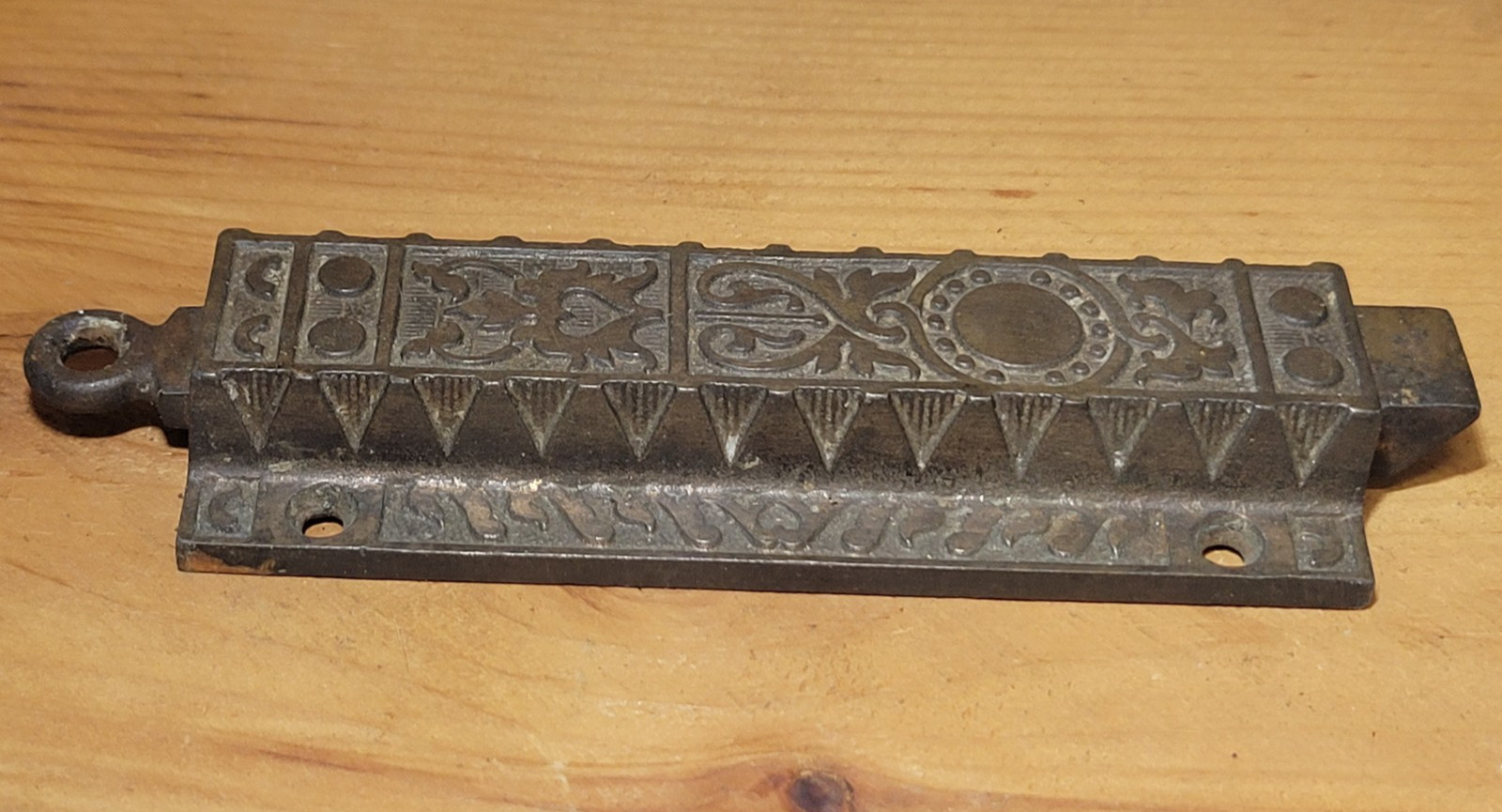 Russell & Irwin Door Bolt Floor Lock Victorian Cast Iron 1880s Antique Eastlake