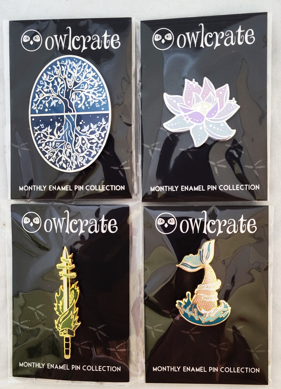 Owlcrate Monthly Enamel Pins Lot of 4 From 2020 & 2021 (SBB)