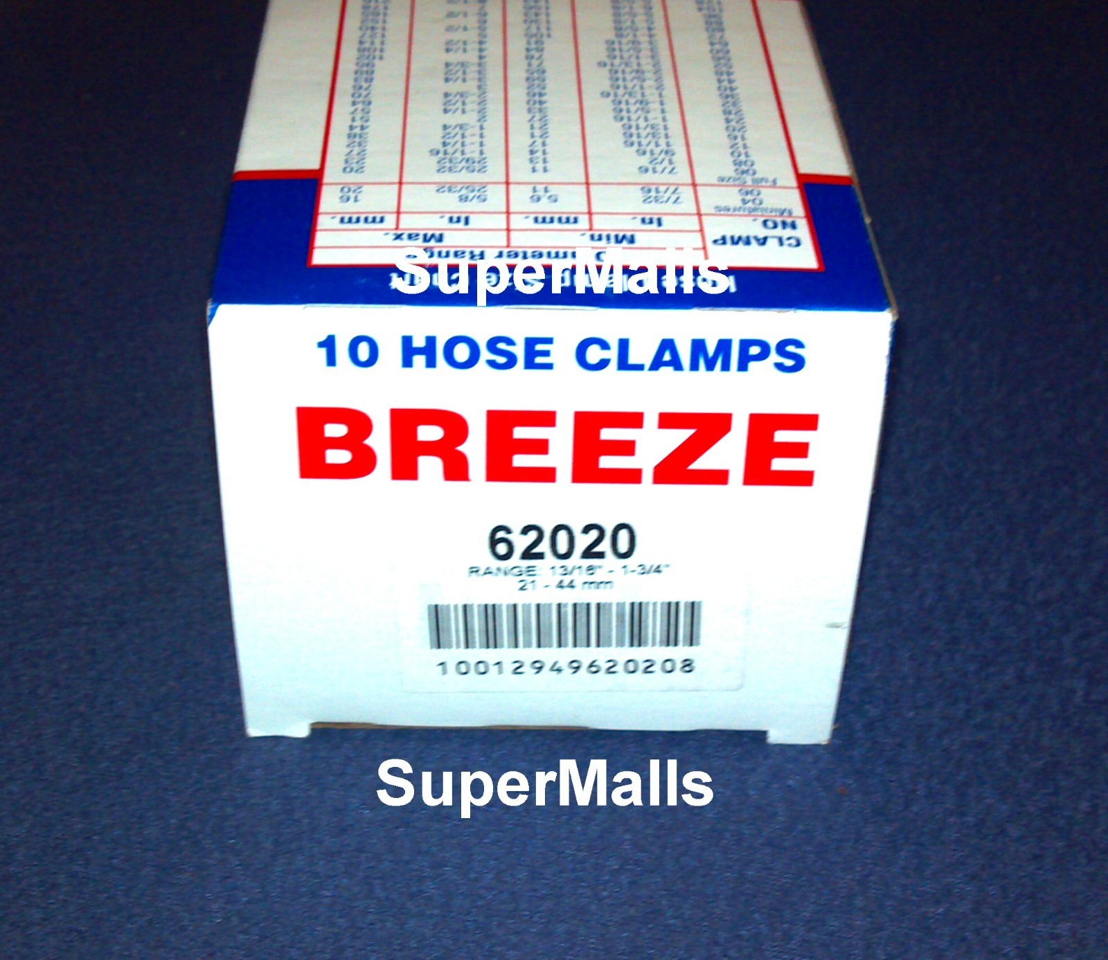 SS Hose Clamp Worm-Drive SAE Size 20 13/16in to 1-3/4in Dia 1/2in Wd - 10/CLAMPS