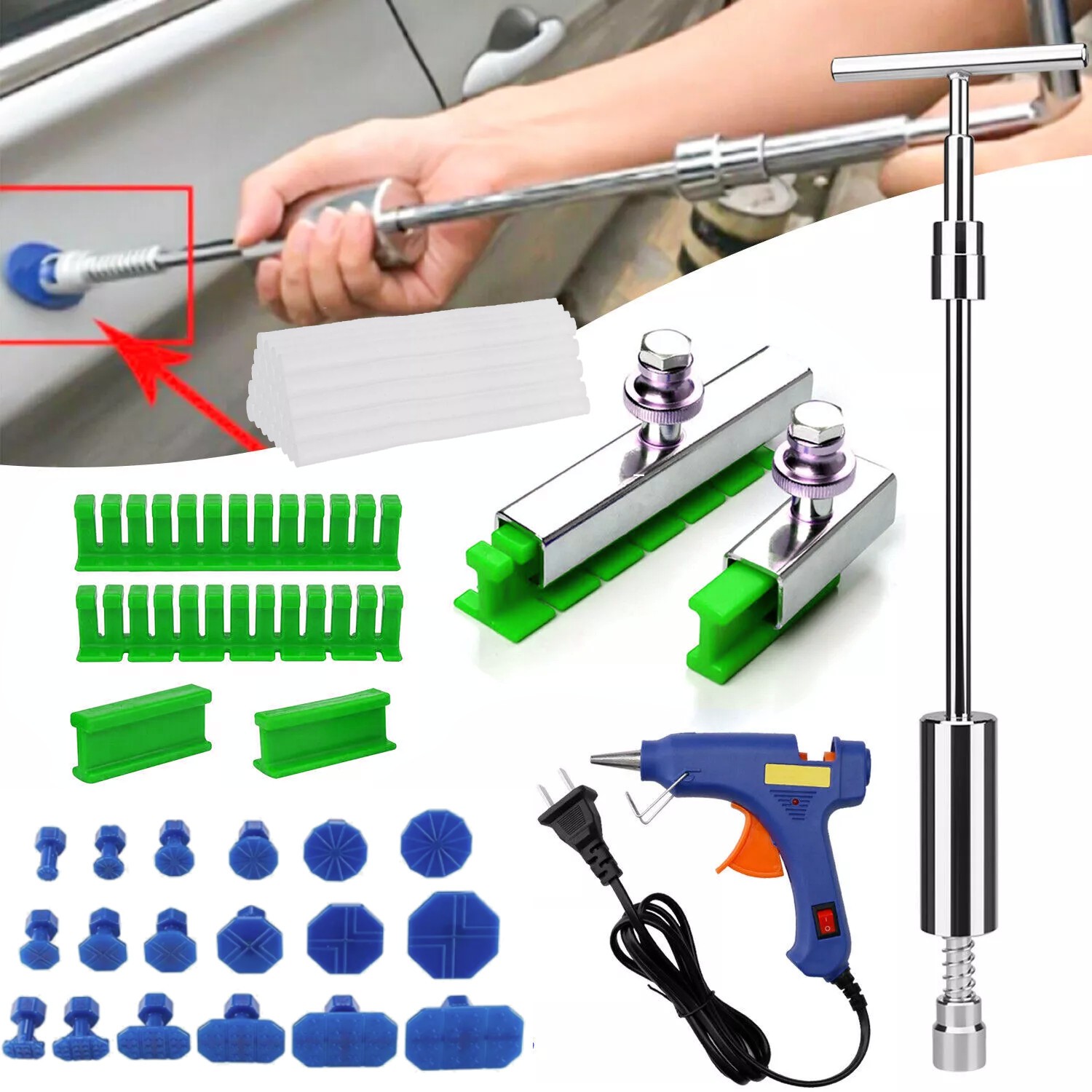 Full Set Car Body Slide Hammer Paintless Dent Repair Tool Puller Lifter Hail USA