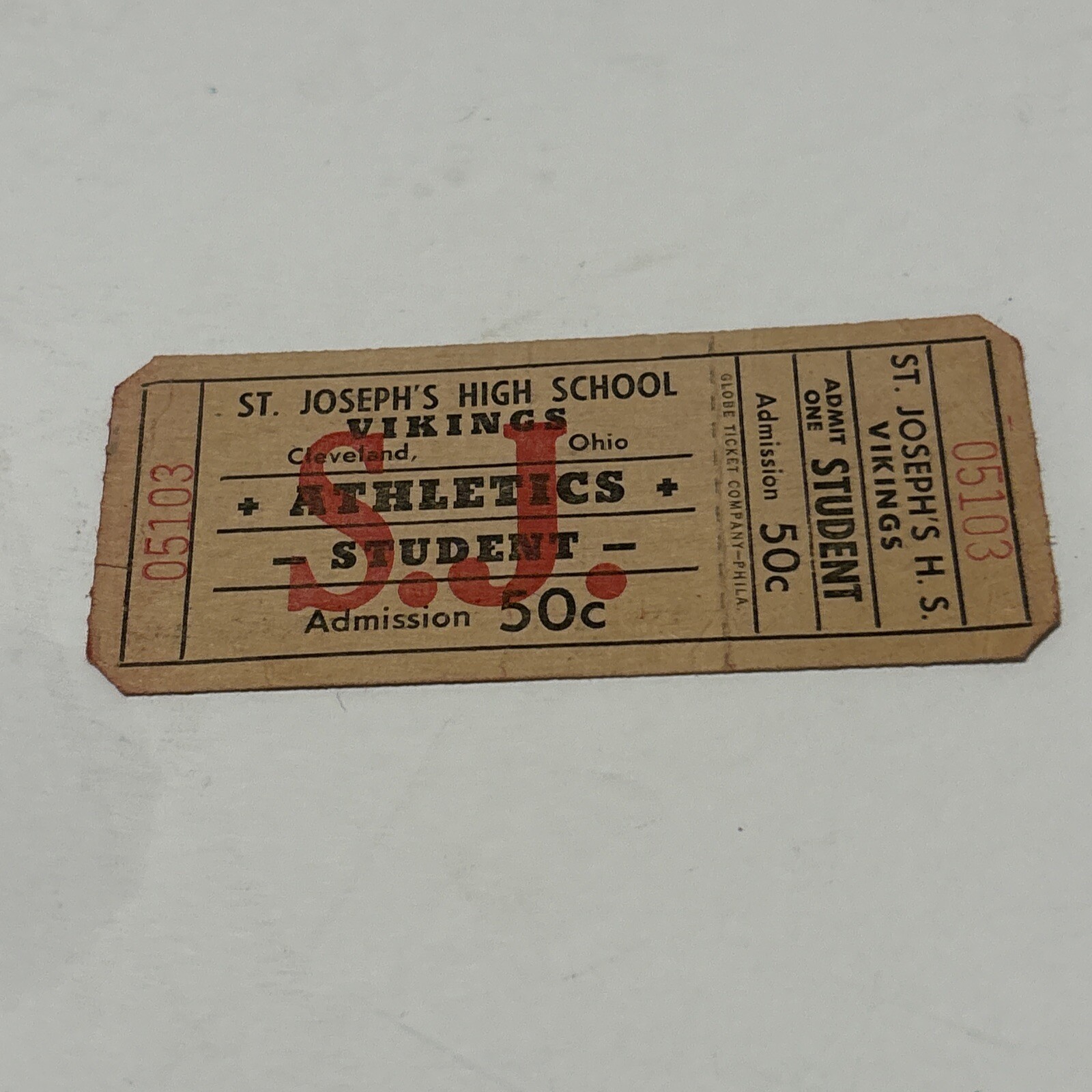 Vintage Ticket Stub St Joseph High School Athletics Football Cleveland Ohio P9