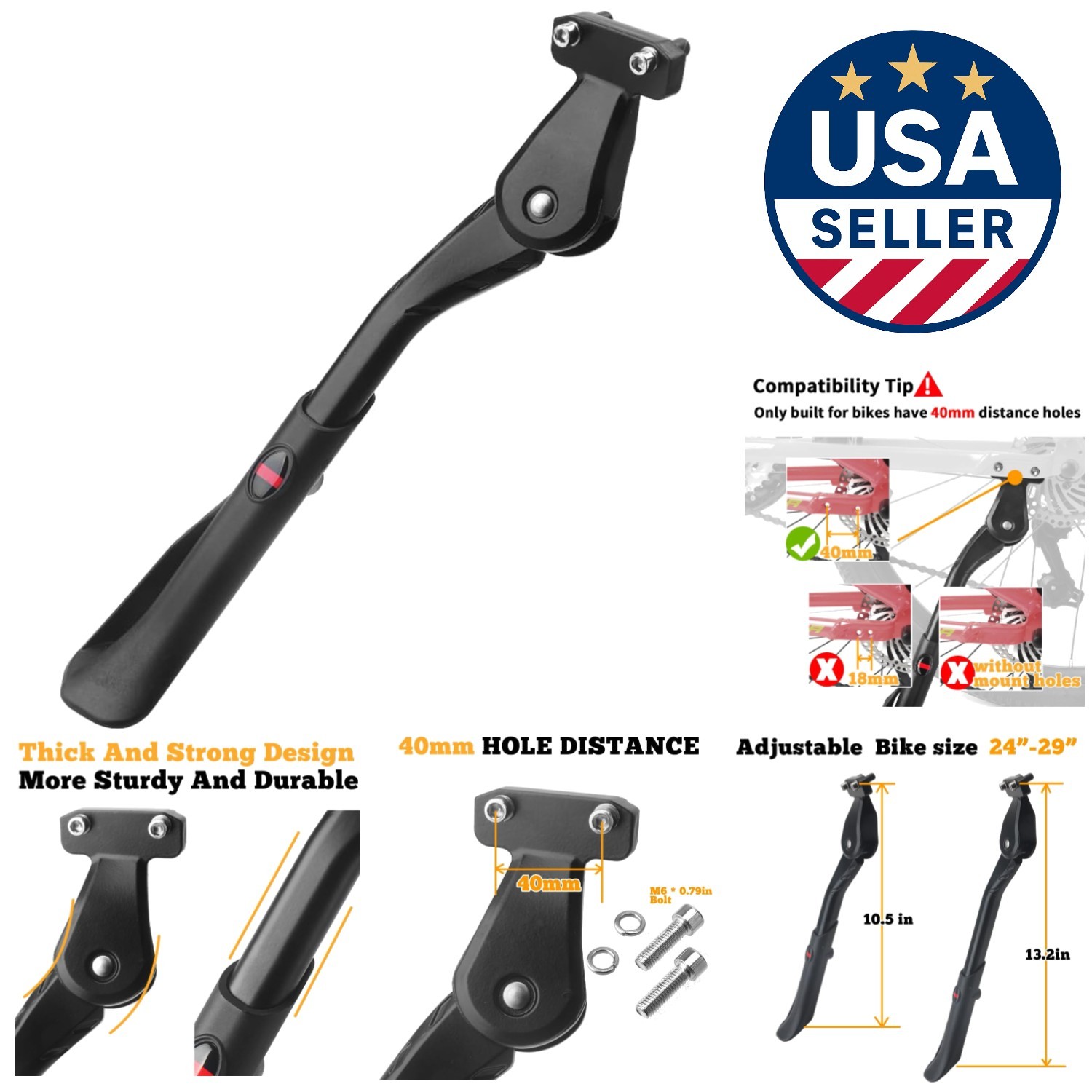 Aluminum Kickstand with Wide Foot for Stability on Slippery Surfaces
