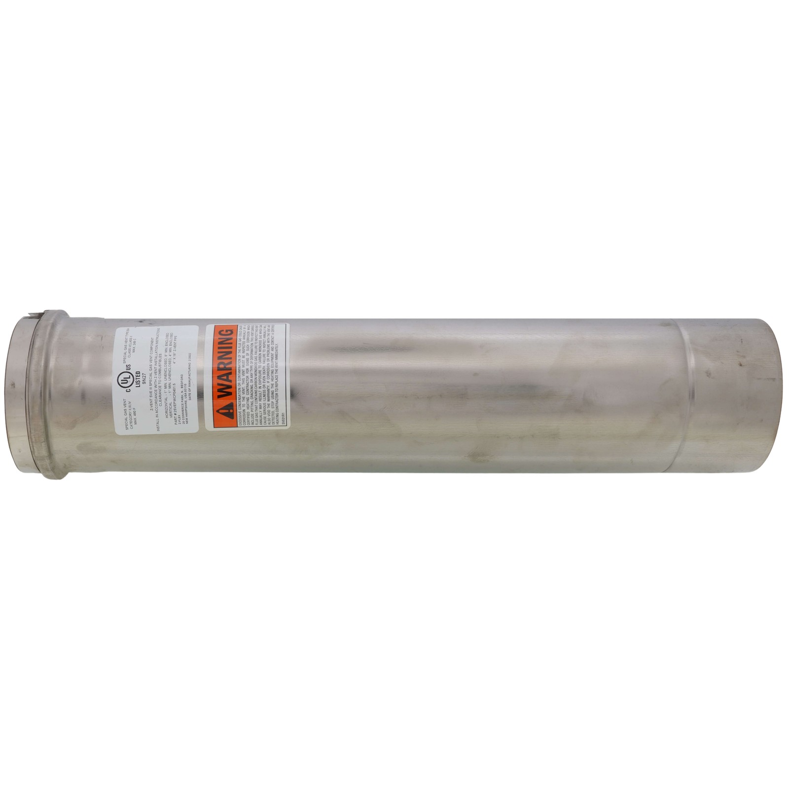 Z-FLEX Z-Vent 4" x 1-1/2" AL29-4C Single Wall Gas Vent Pipe 2SVEPWCF0401.5